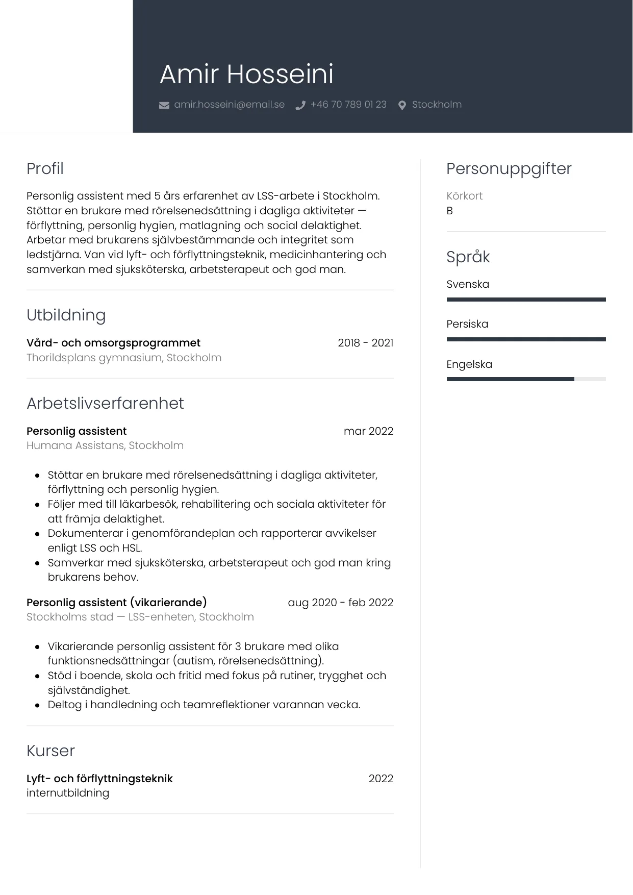 CV-mall Professionell — gratis CV-mall för din ansökan