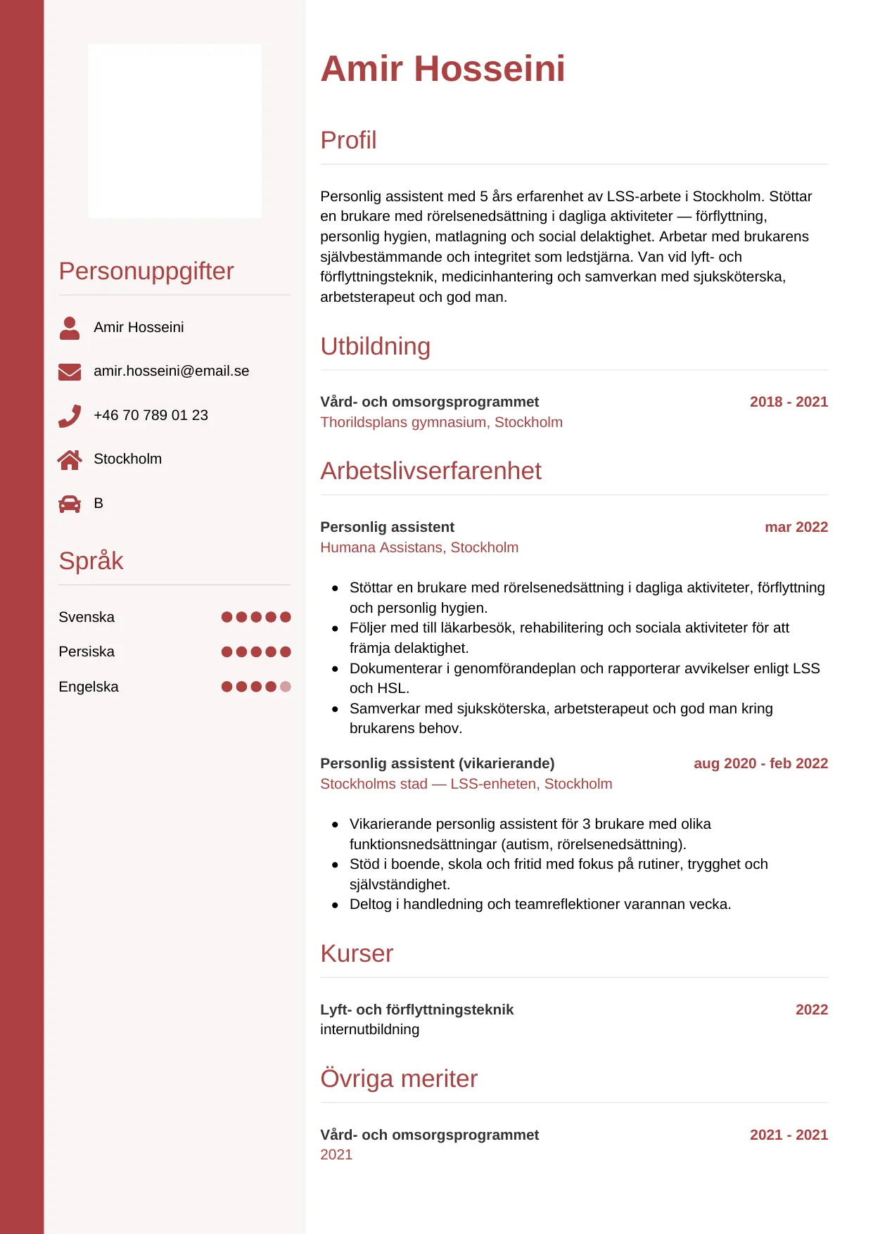 CV-mall Vertikal — gratis CV-mall för din ansökan
