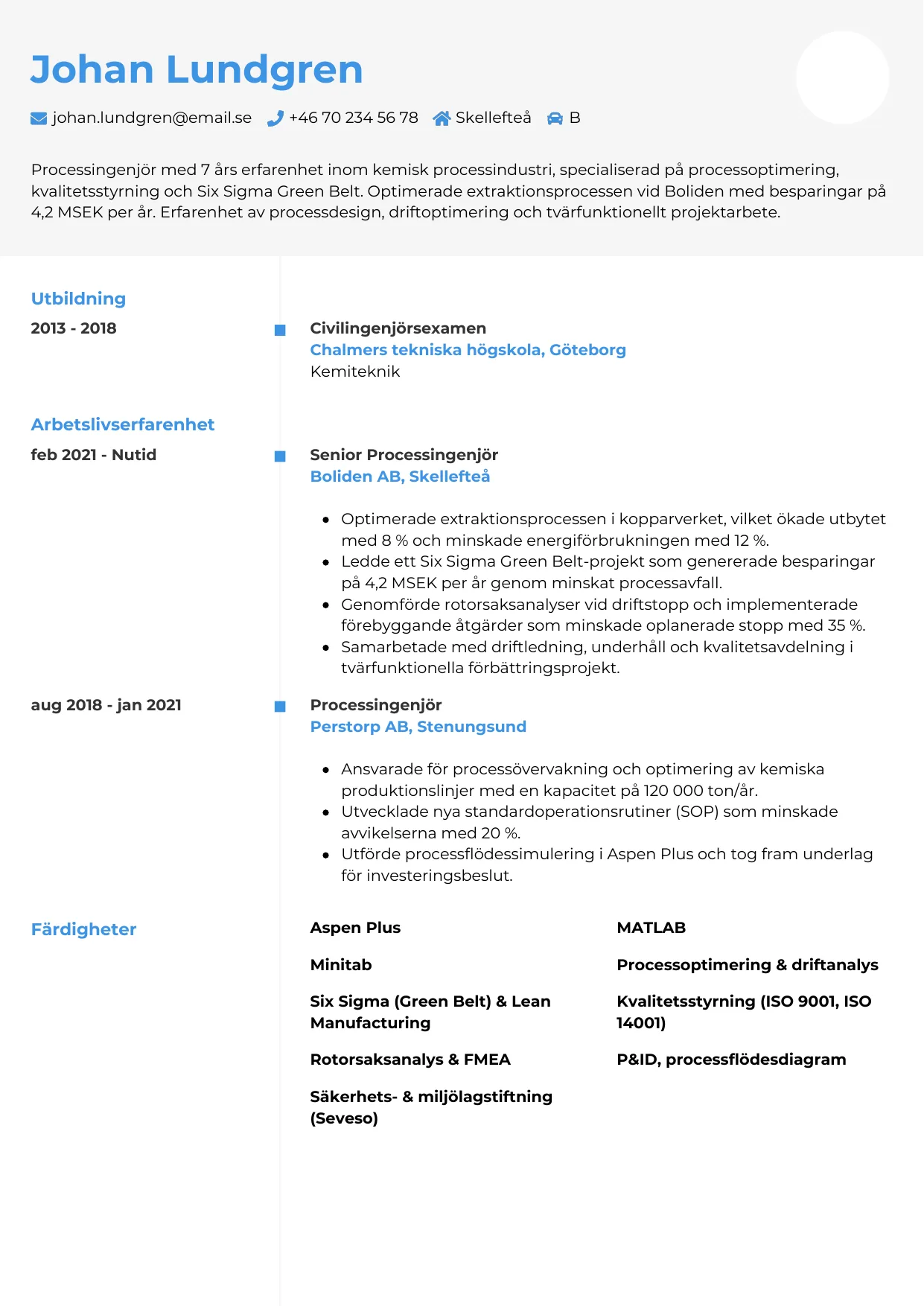 CV-mall Chrono — gratis CV-mall för din ansökan