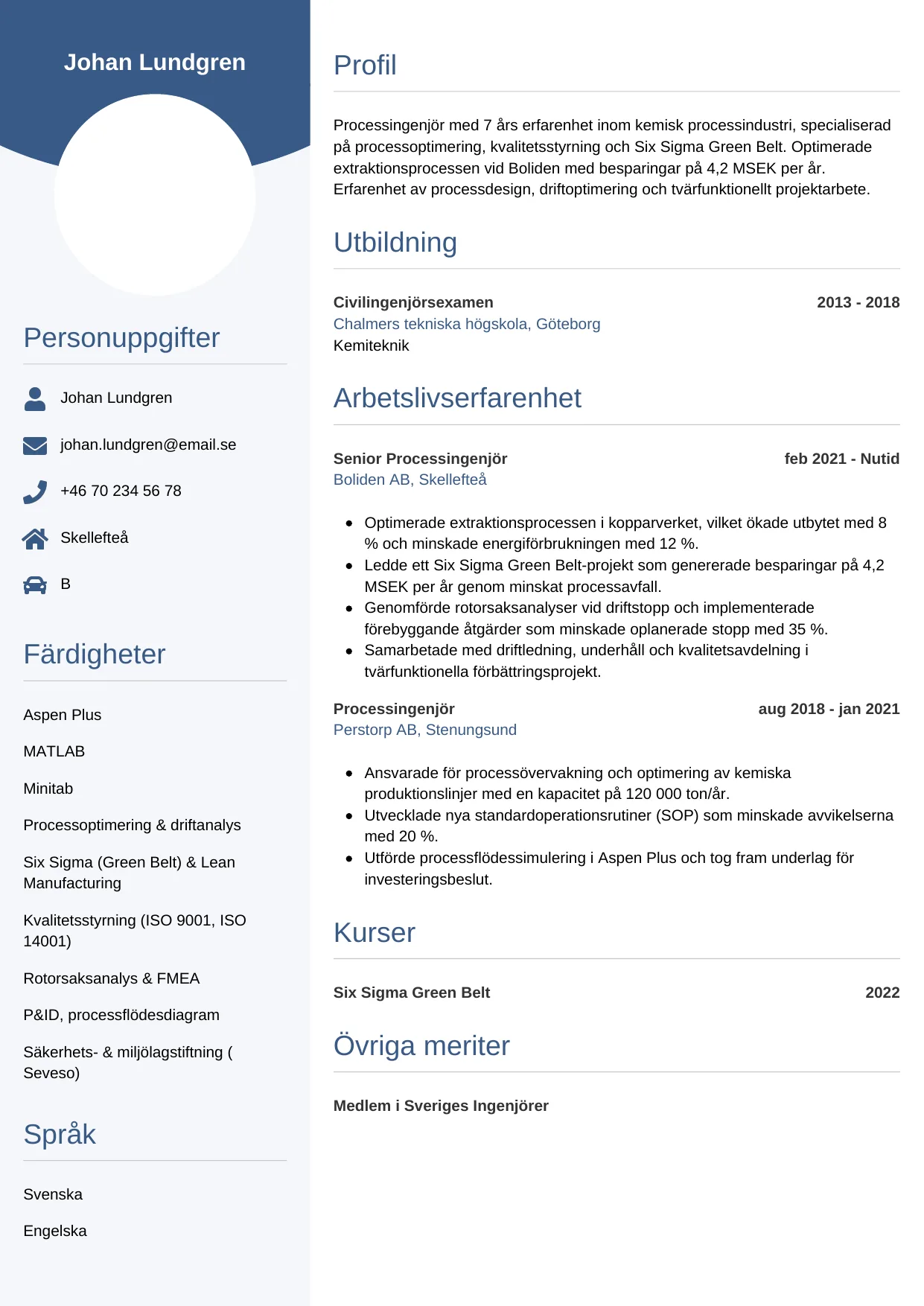CV-mall Cirkulär — gratis CV-mall för din ansökan