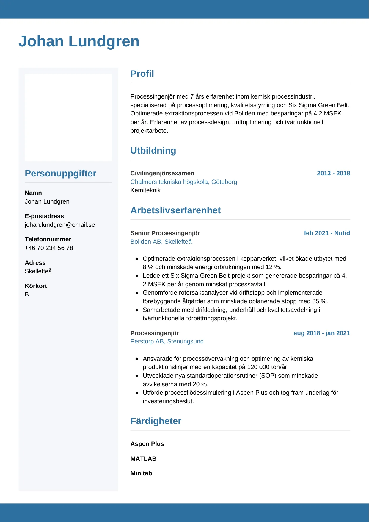 CV-mall Horisontell — gratis CV-mall för din ansökan