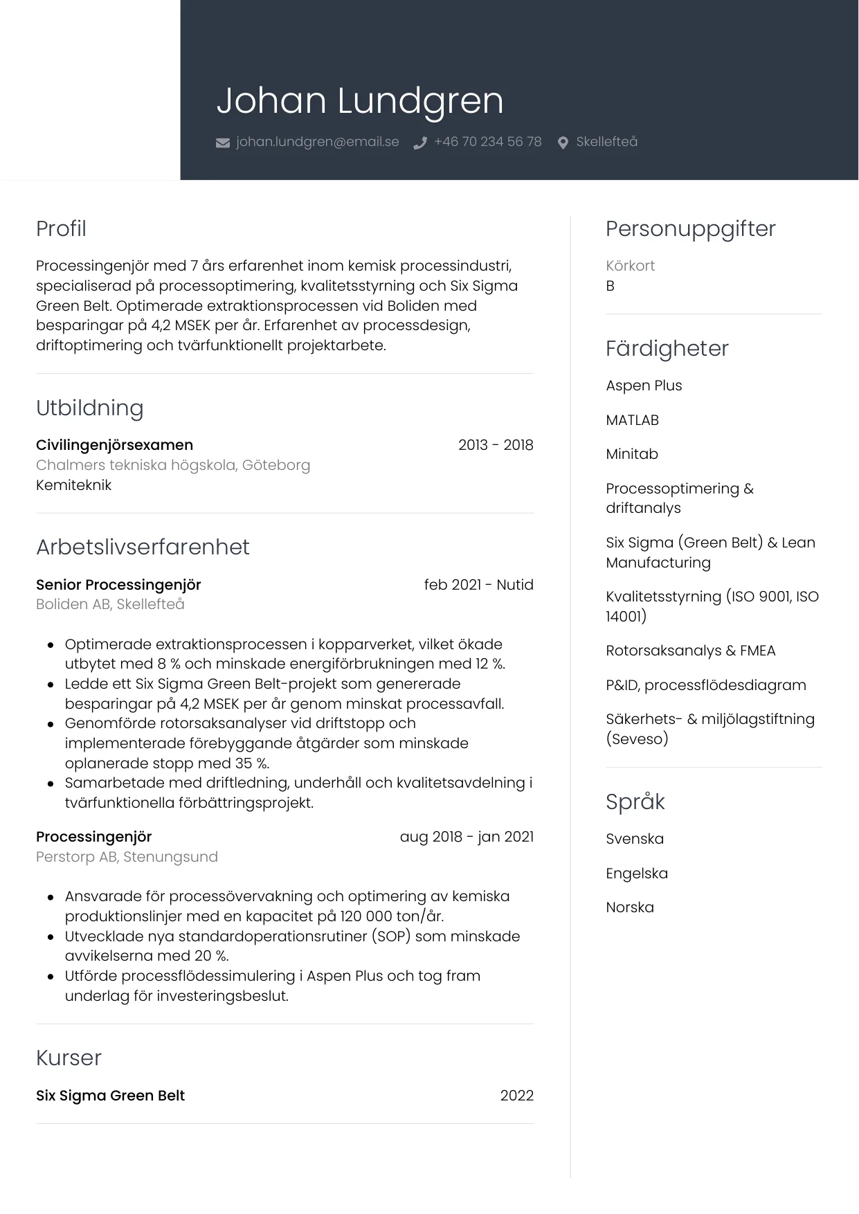 CV-mall Professionell — gratis CV-mall för din ansökan