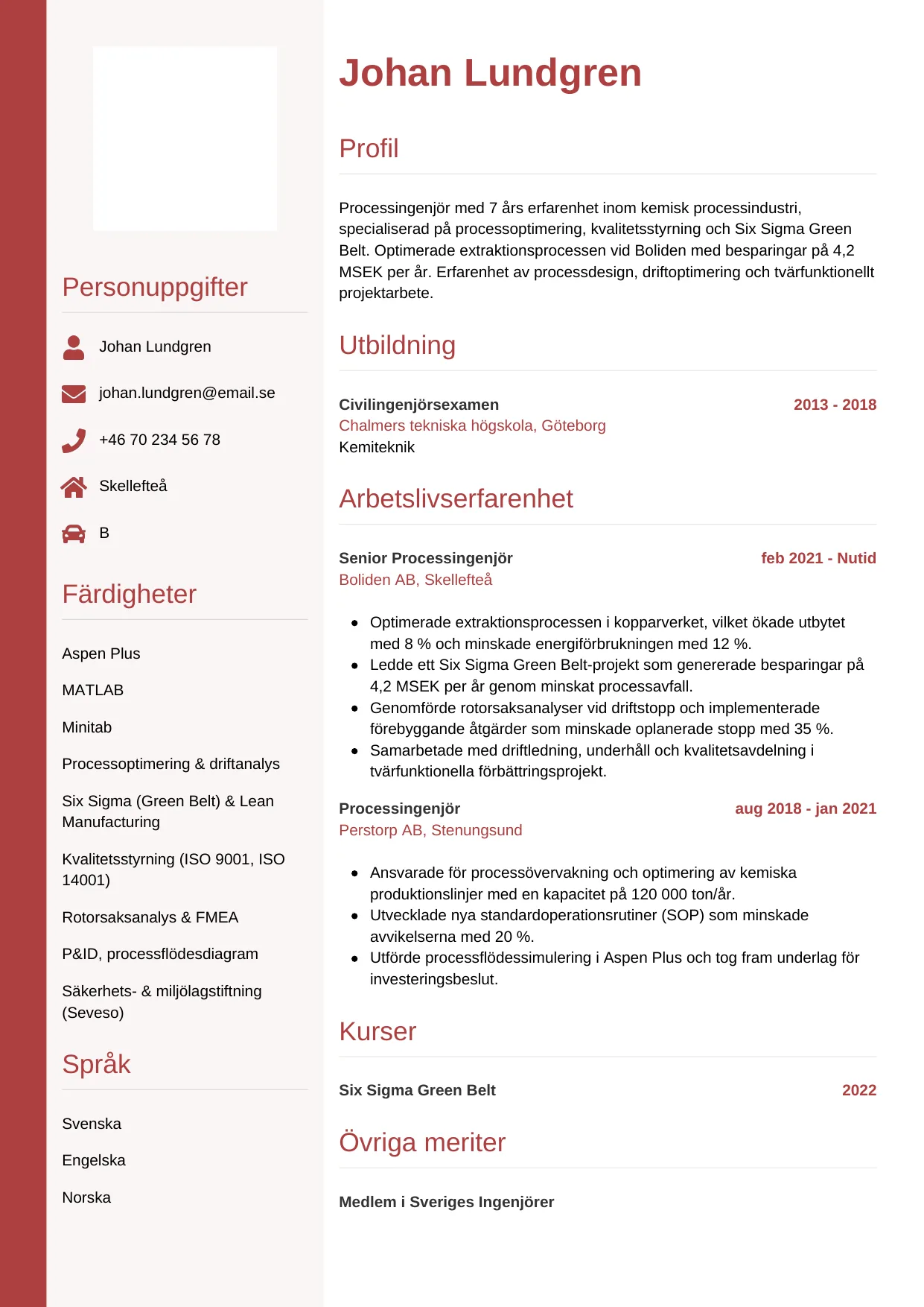 CV-mall Vertikal — gratis CV-mall för din ansökan