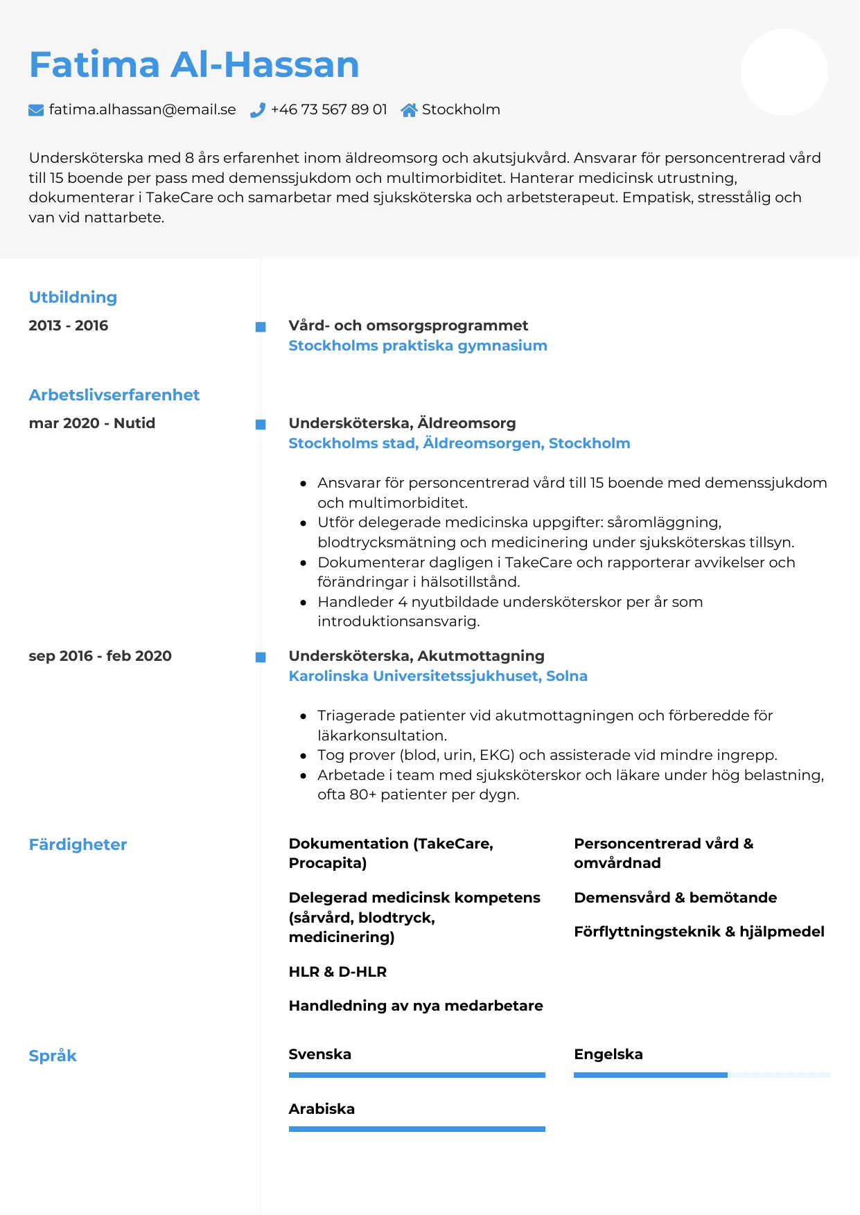 CV-mall Chrono — gratis CV-mall för din ansökan