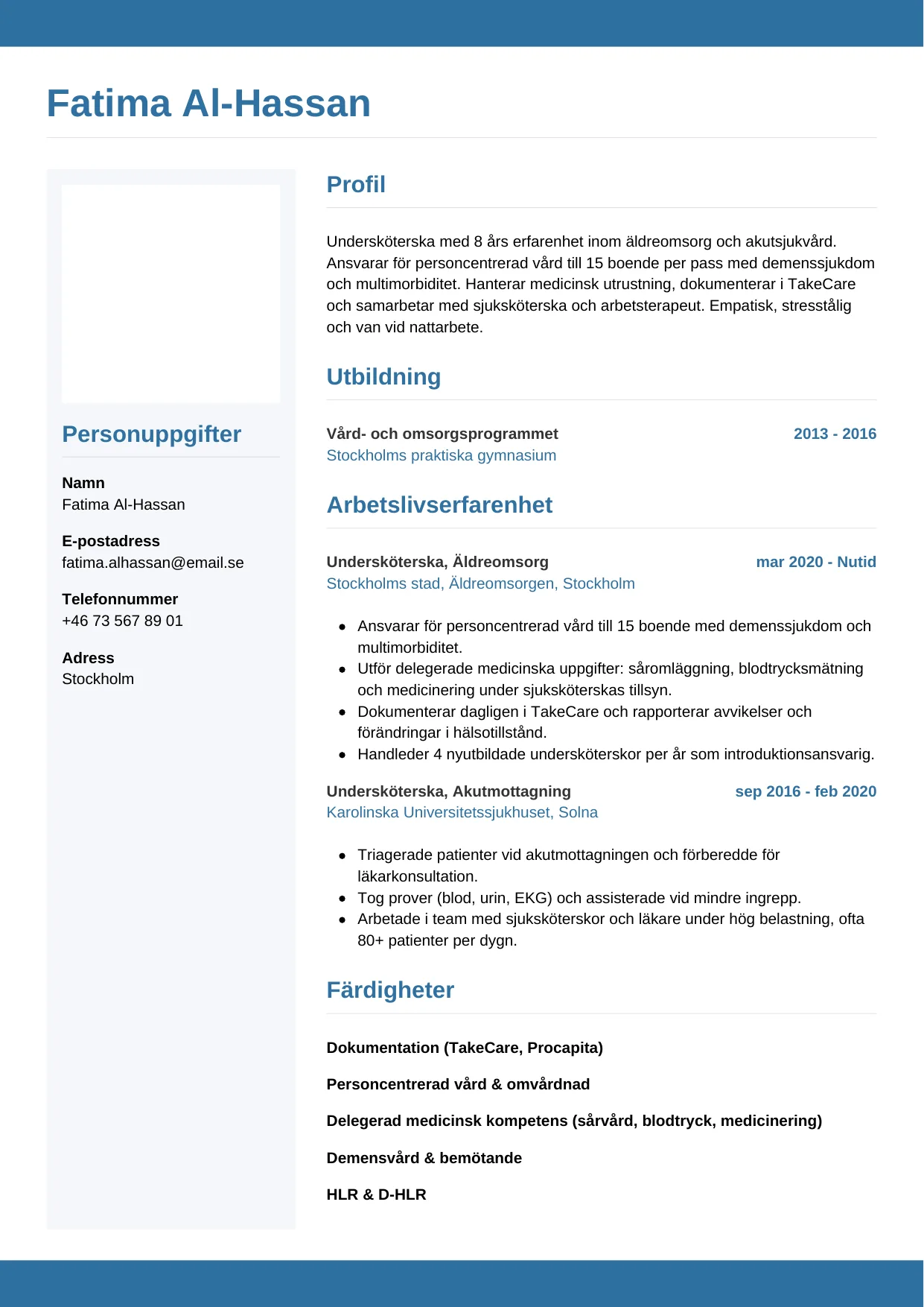 CV-mall Horisontell — gratis CV-mall för din ansökan