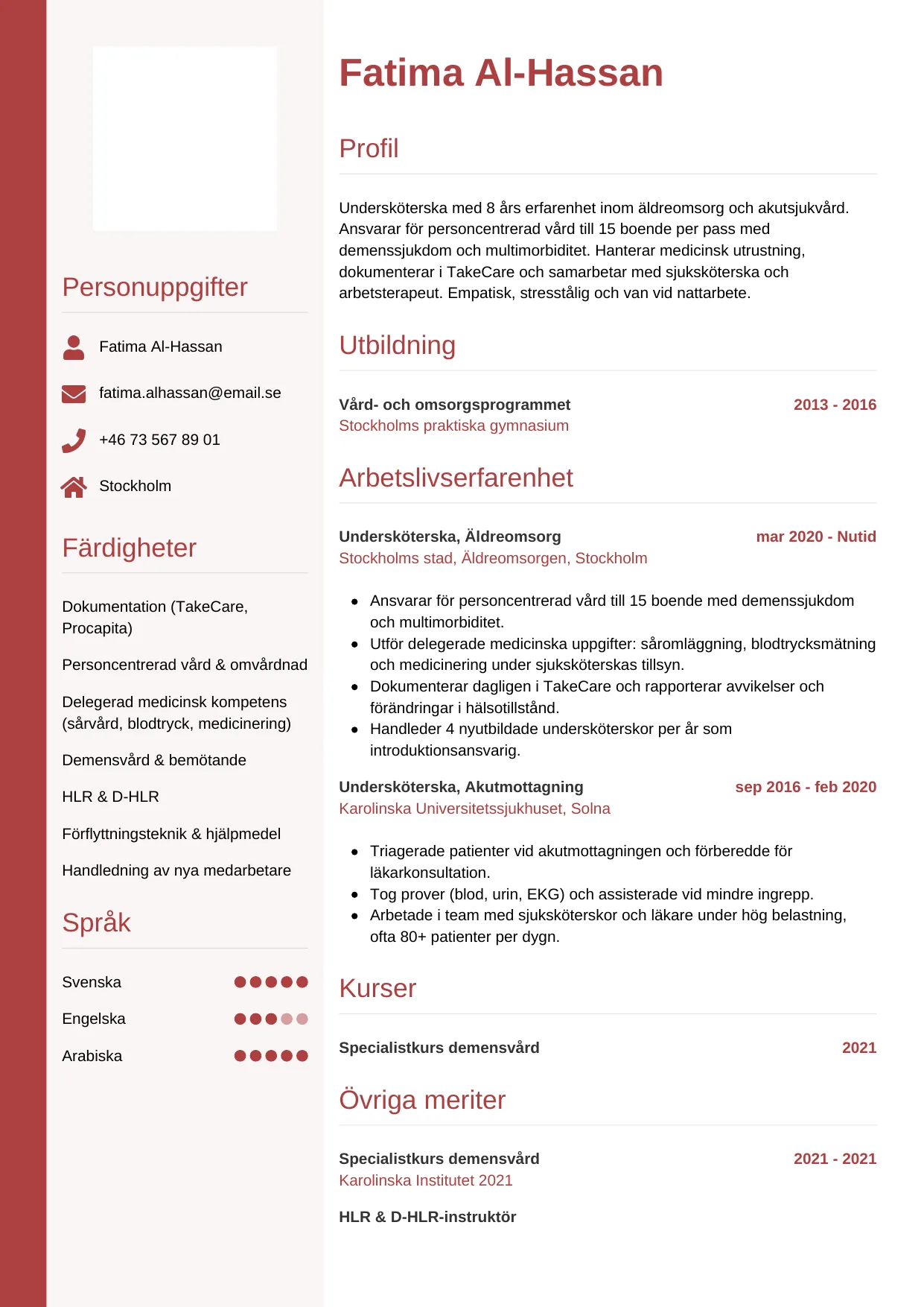 CV-mall Vertikal — gratis CV-mall för din ansökan