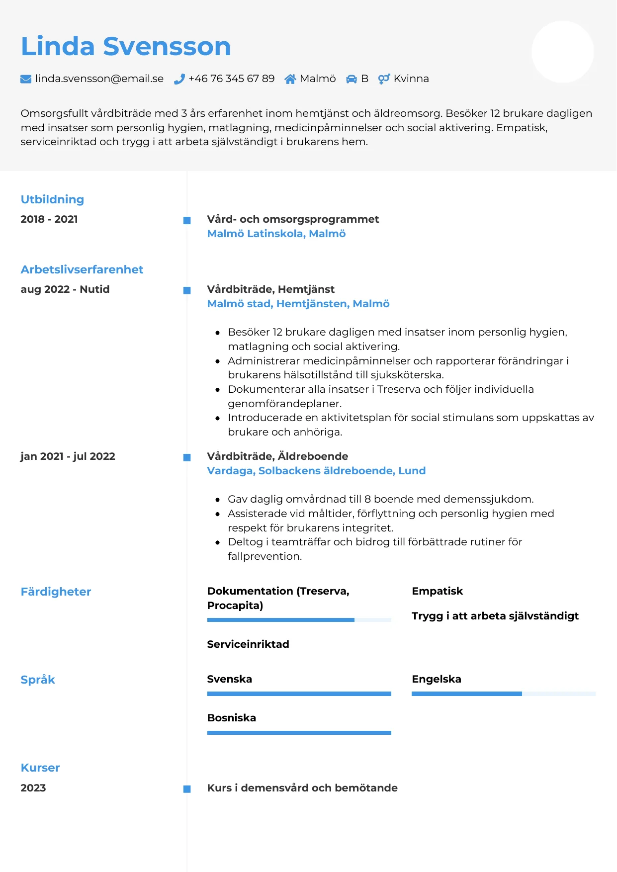 CV-mall Chrono — gratis CV-mall för din ansökan