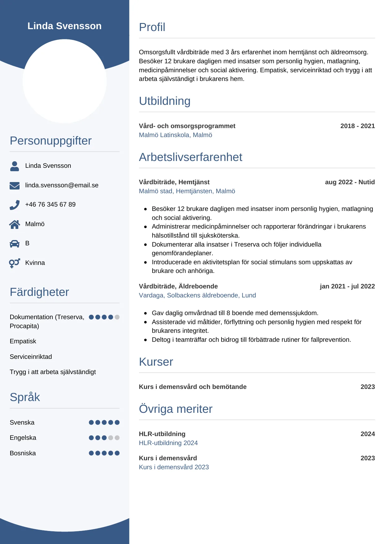 CV-mall Cirkulär — gratis CV-mall för din ansökan