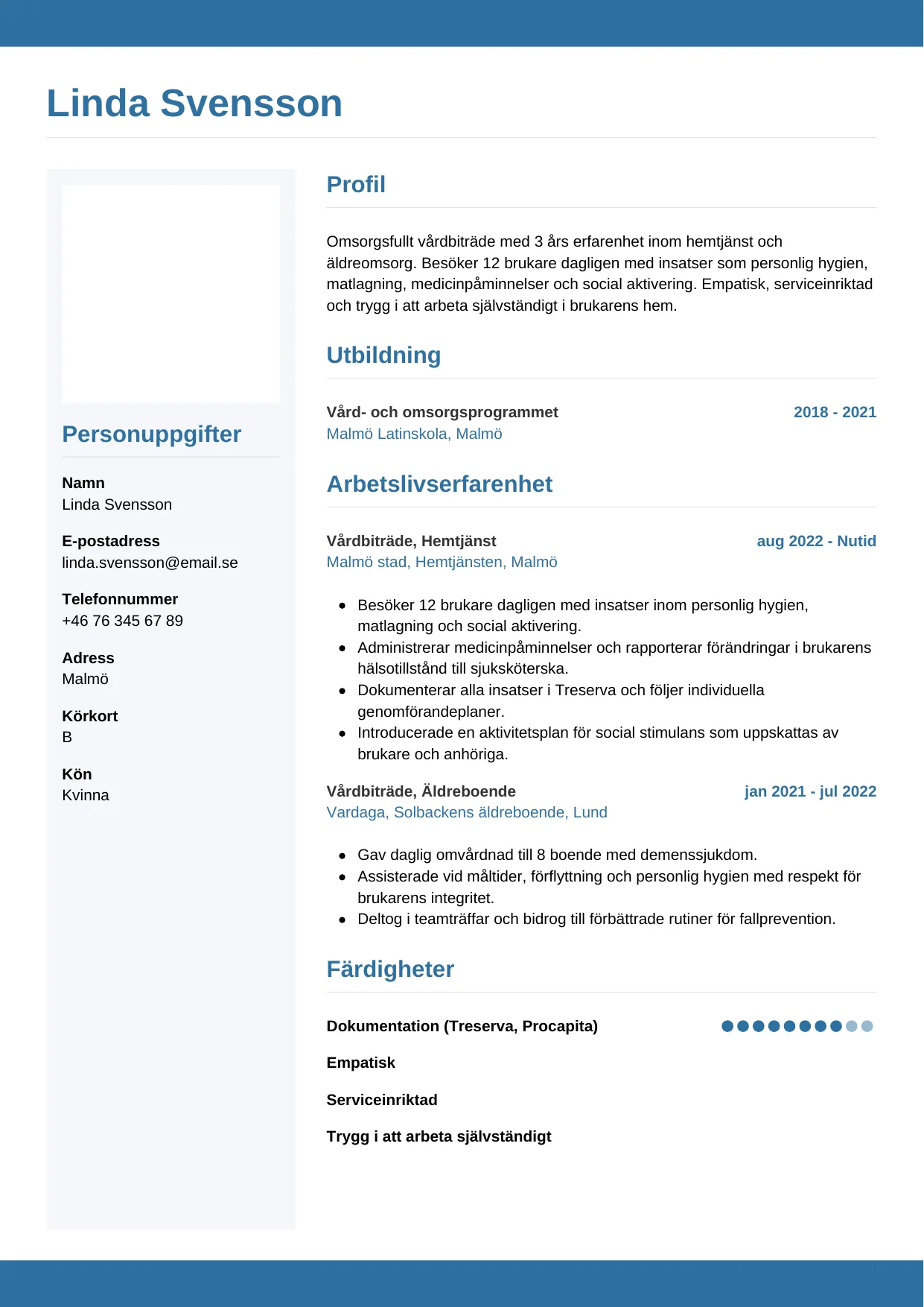 CV-mall Horisontell — gratis CV-mall för din ansökan