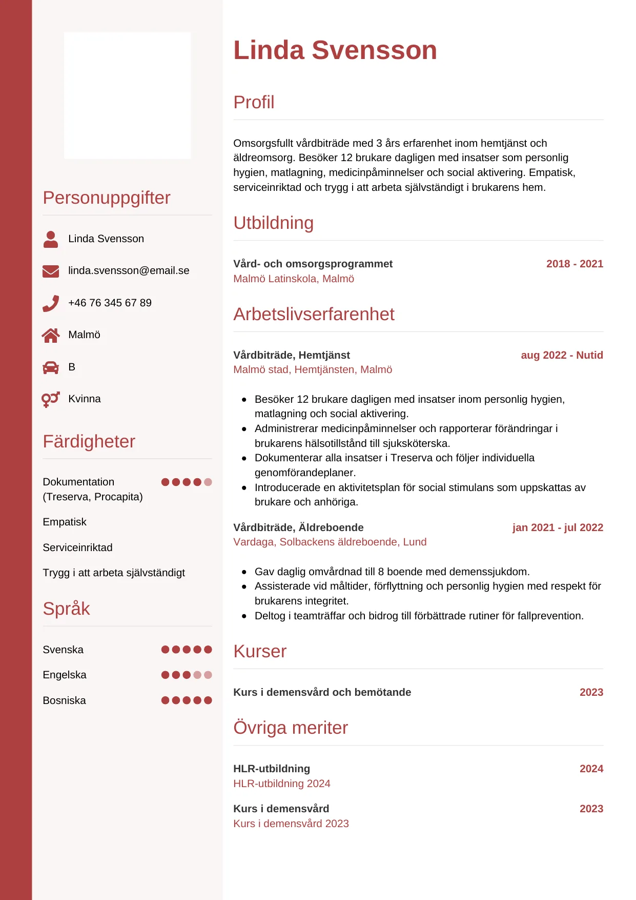 CV-mall Vertikal — gratis CV-mall för din ansökan