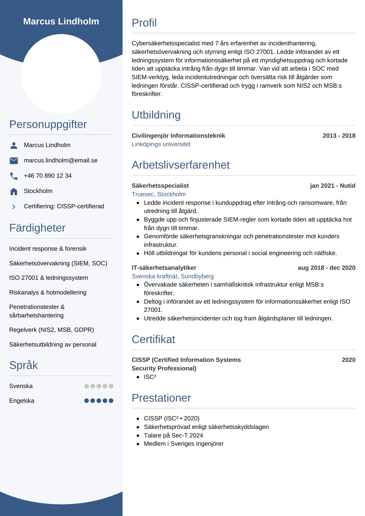 CV-mall Cirkulär — gratis CV-mall för din ansökan