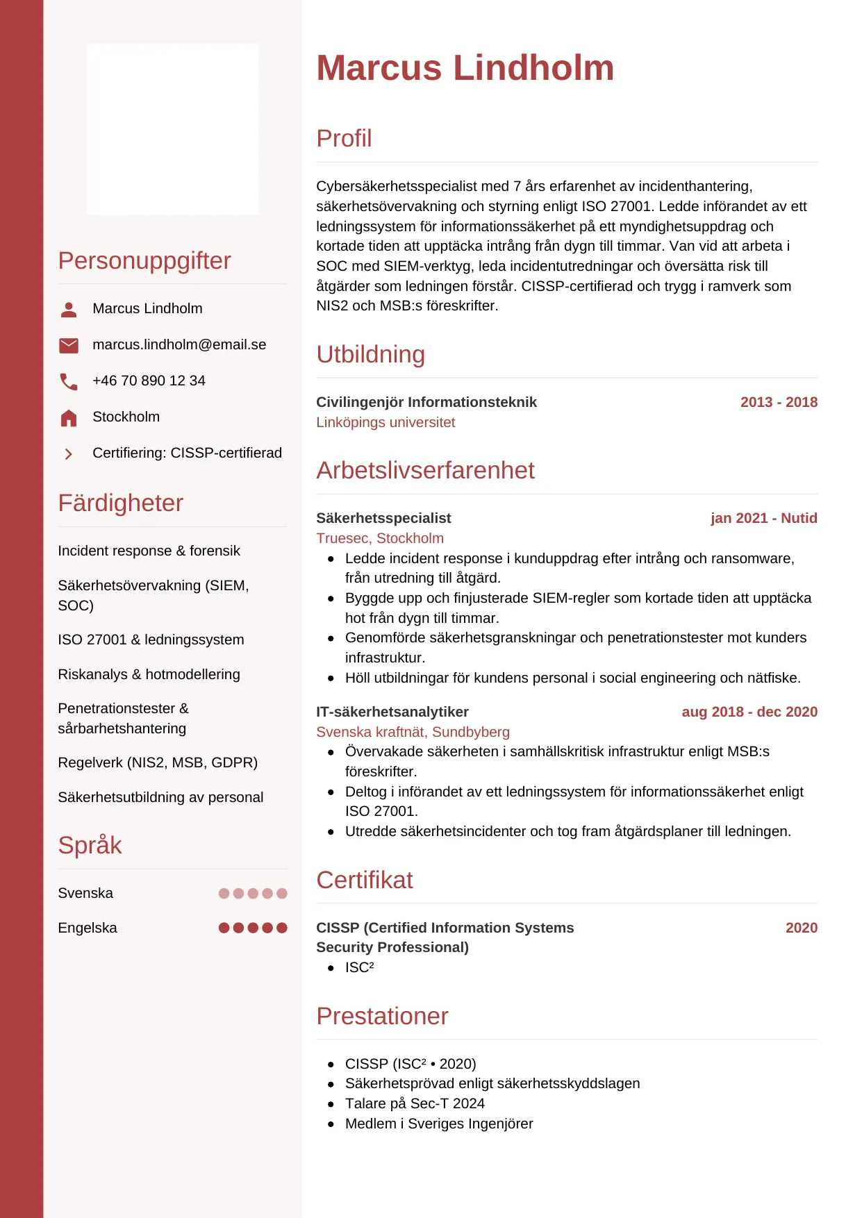 CV-mall Vertikal — gratis CV-mall för din ansökan