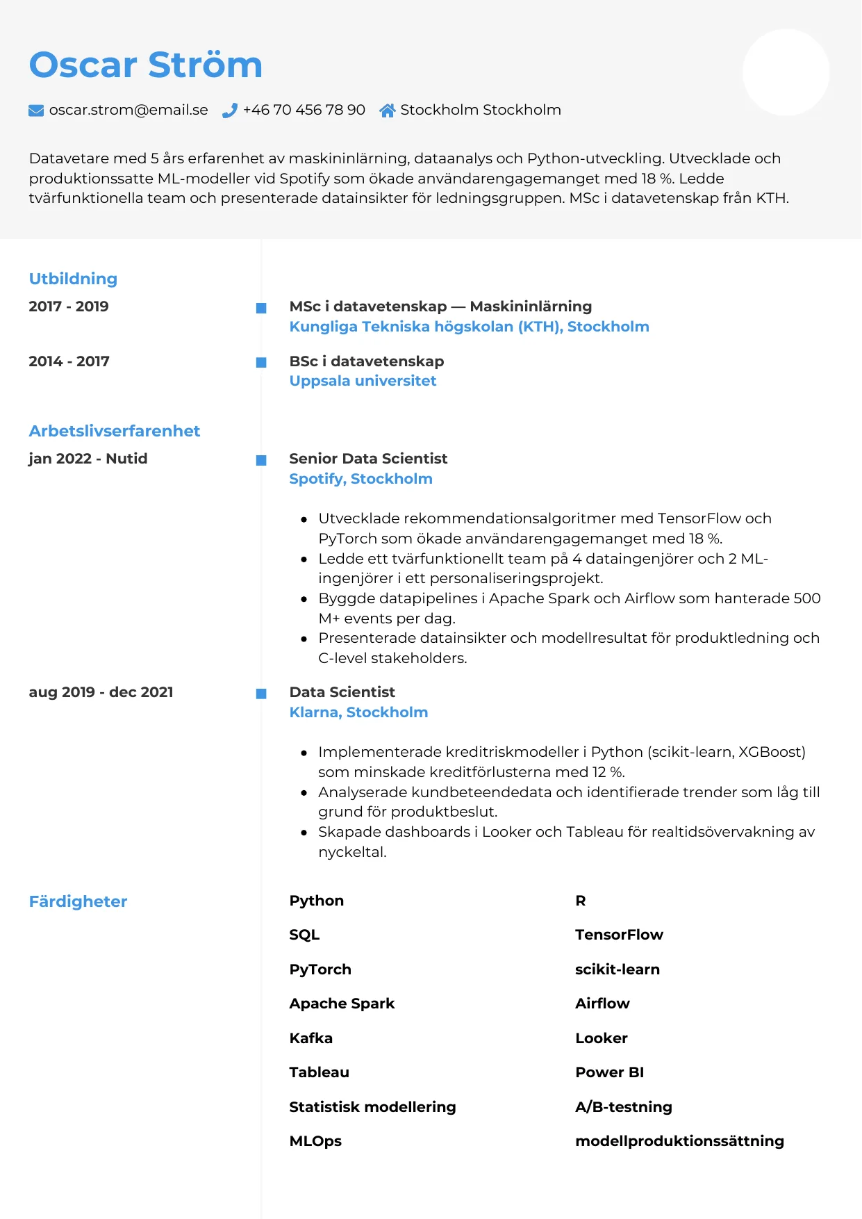 CV-mall Chrono — gratis CV-mall för din ansökan