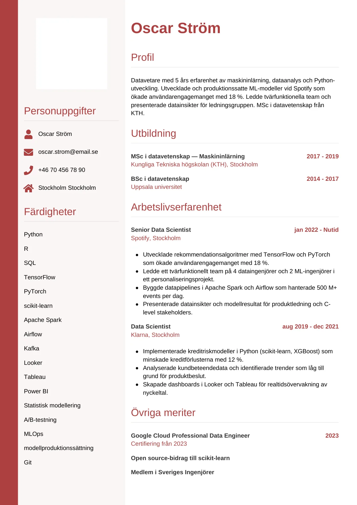 CV-mall Vertikal — gratis CV-mall för din ansökan
