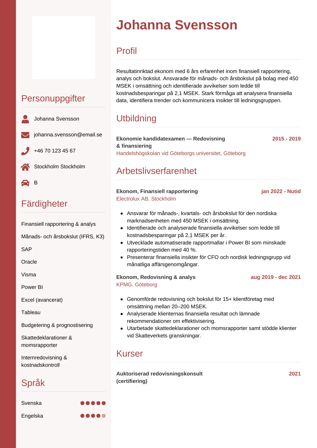 CV-mall Vertikal — gratis CV-mall för din ansökan