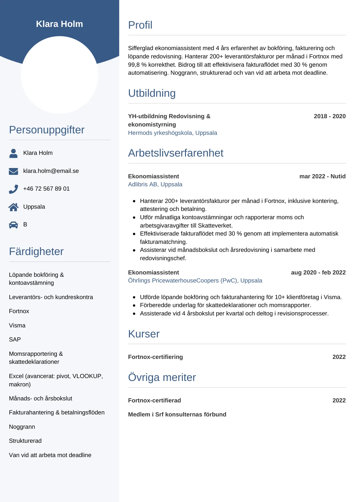 CV-mall Cirkulär — gratis CV-mall för din ansökan