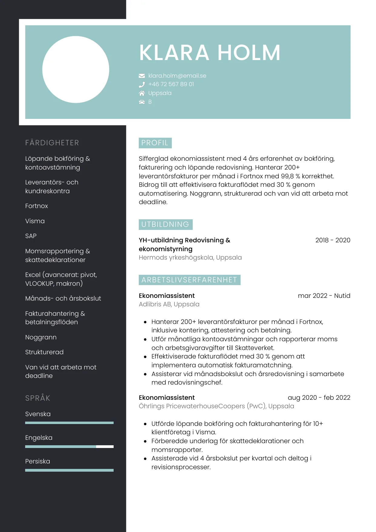 CV-mall Elegant — gratis CV-mall för din ansökan