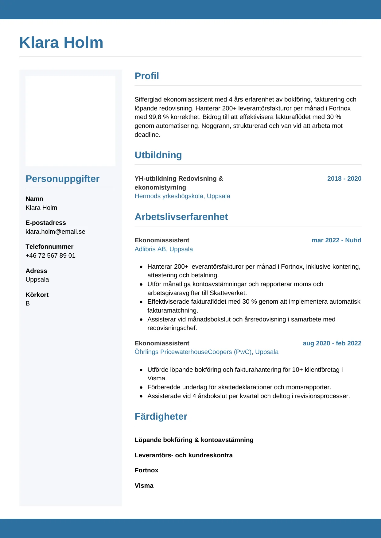 CV-mall Horisontell — gratis CV-mall för din ansökan