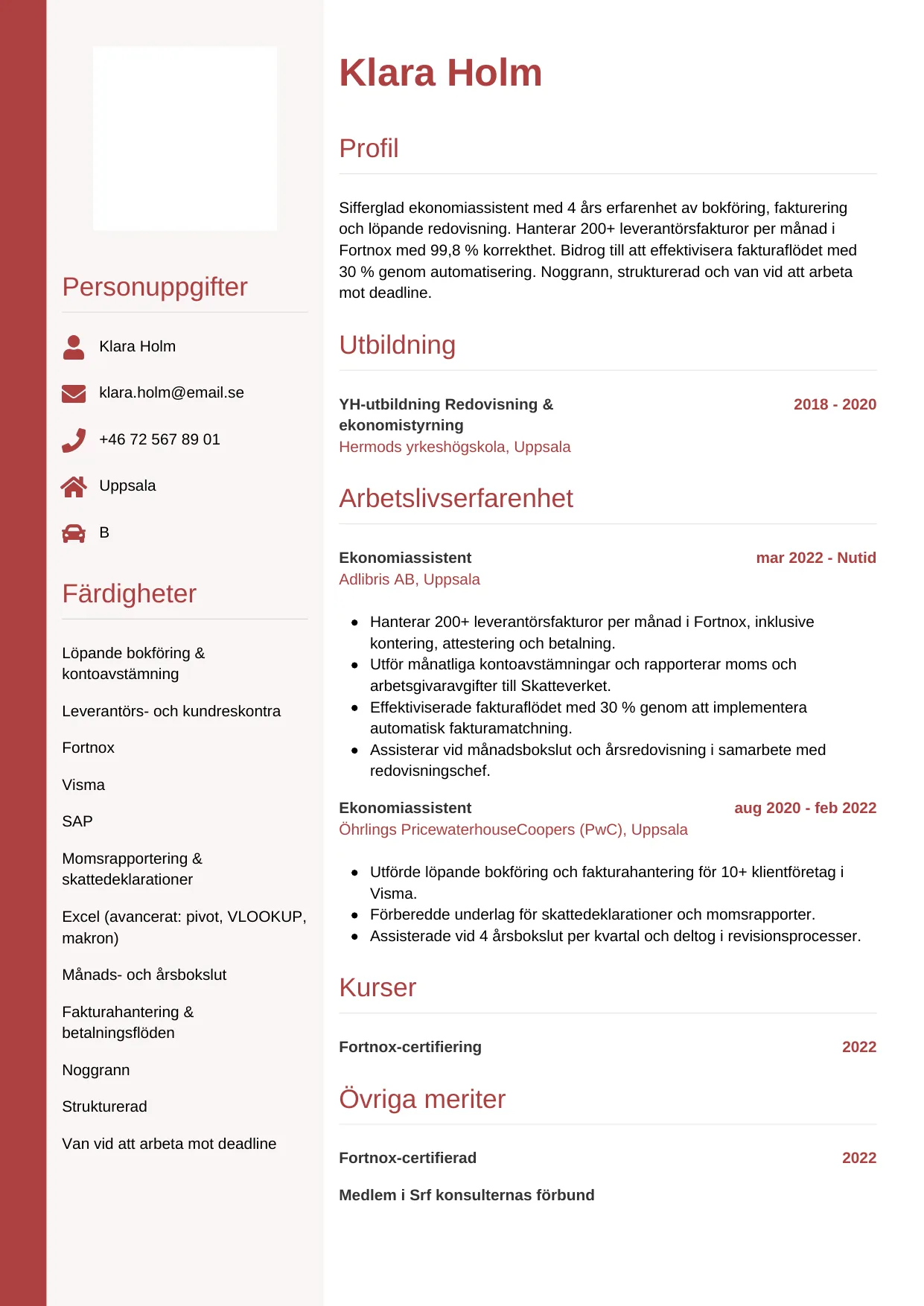 CV-mall Vertikal — gratis CV-mall för din ansökan