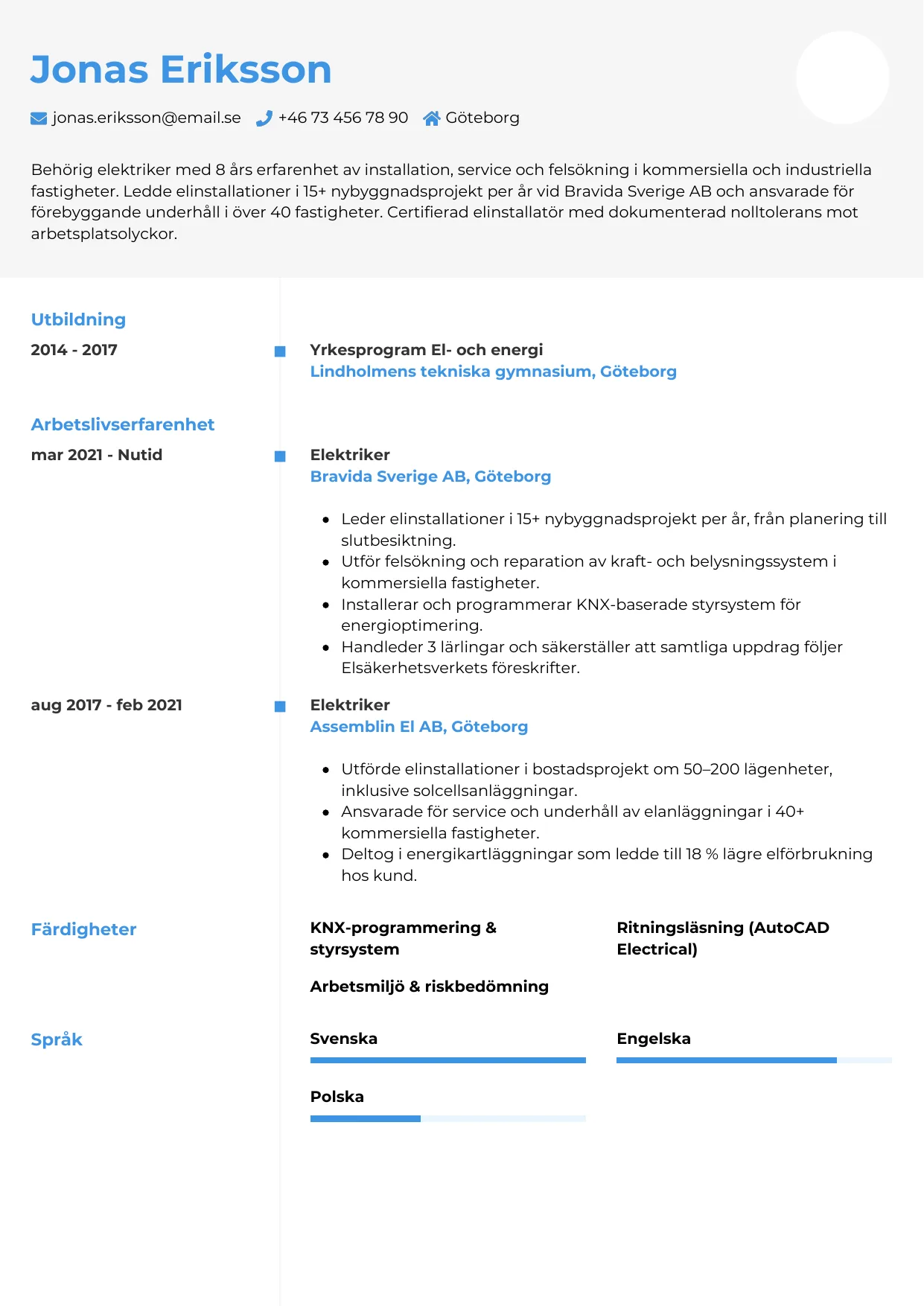 CV-mall Chrono — gratis CV-mall för din ansökan