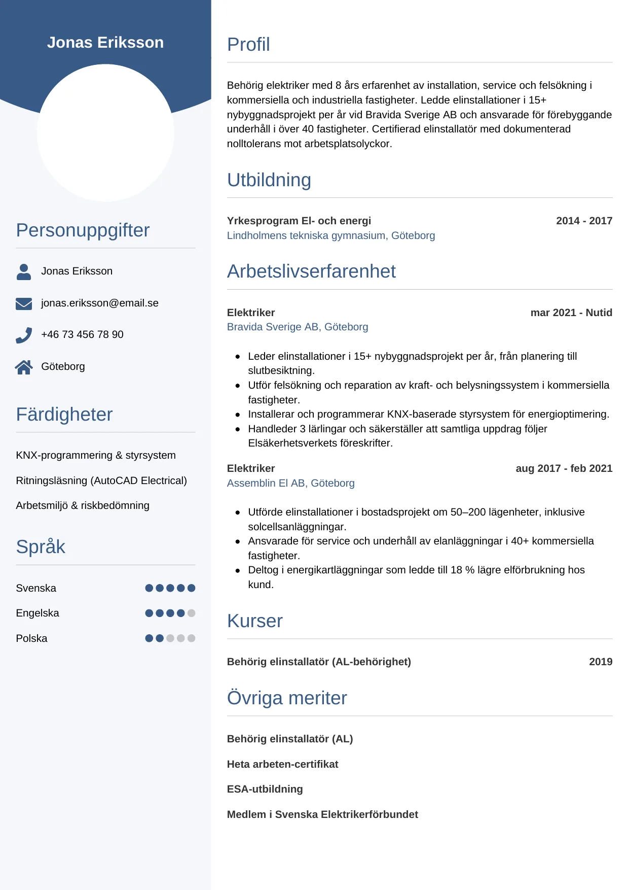 CV-mall Cirkulär — gratis CV-mall för din ansökan