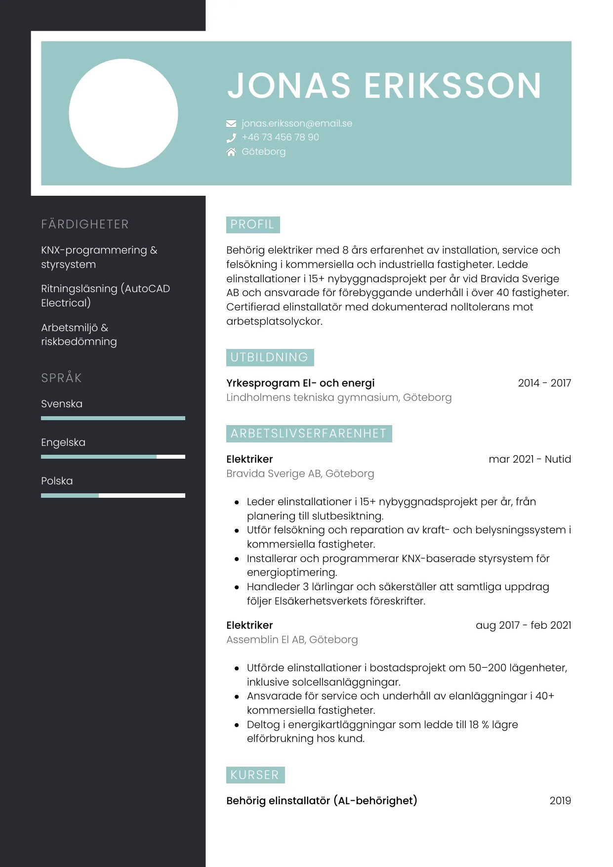 CV-mall Elegant — gratis CV-mall för din ansökan