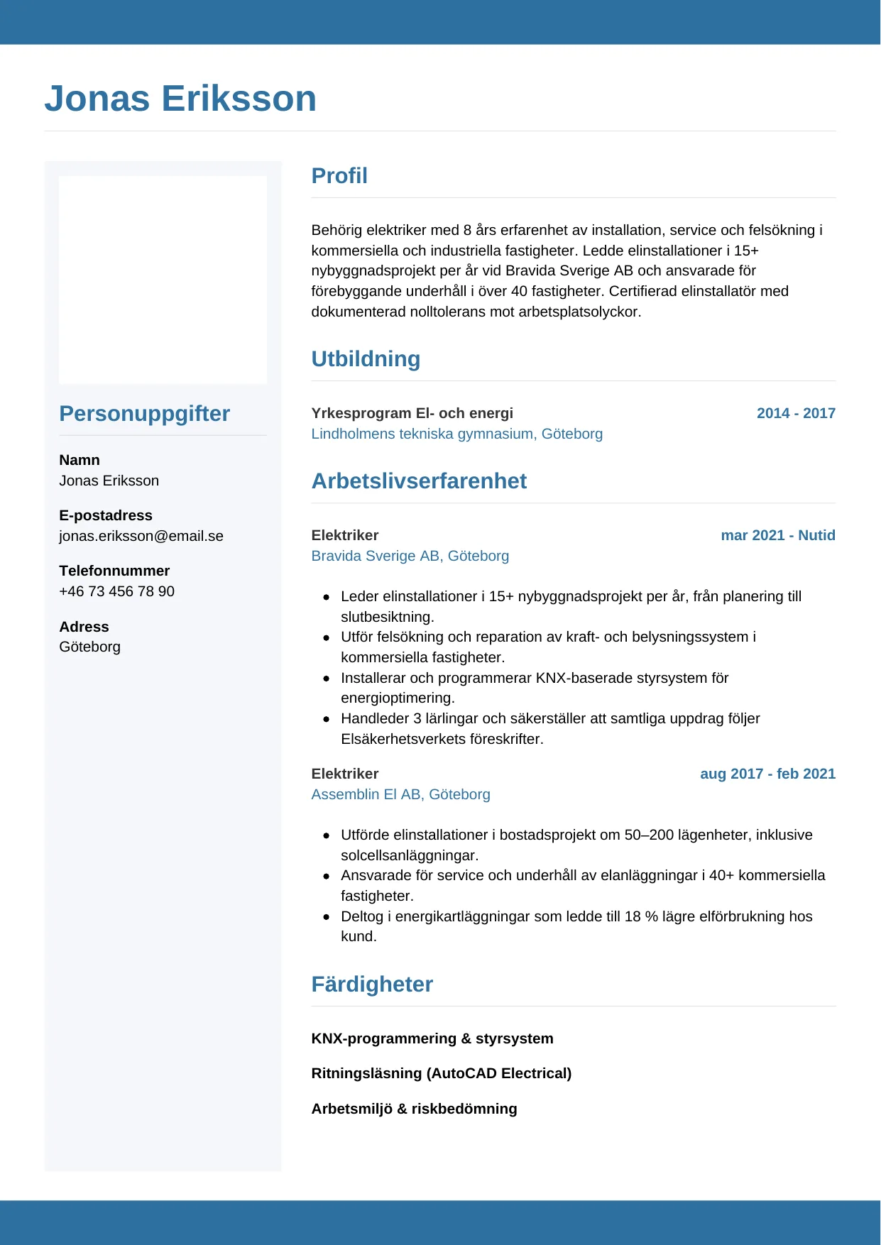 CV-mall Horisontell — gratis CV-mall för din ansökan
