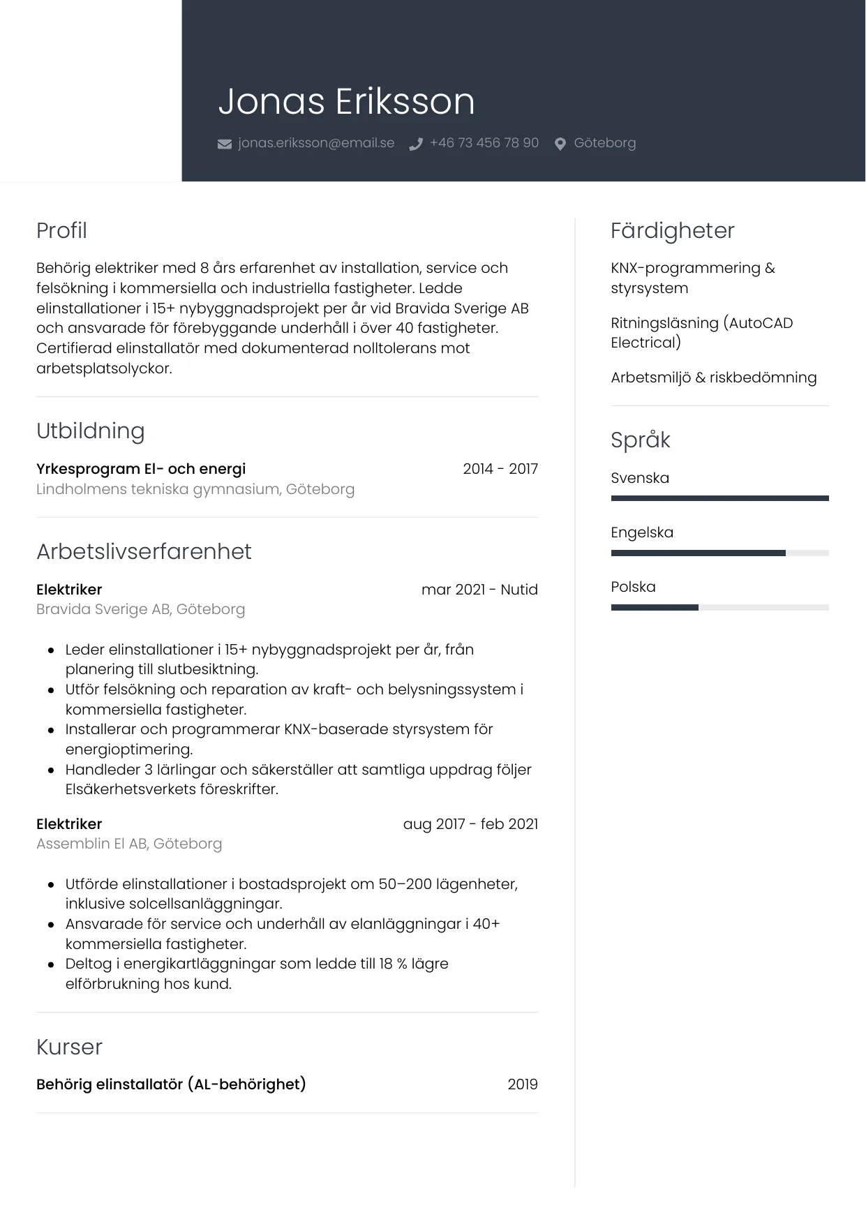 CV-mall Professionell — gratis CV-mall för din ansökan