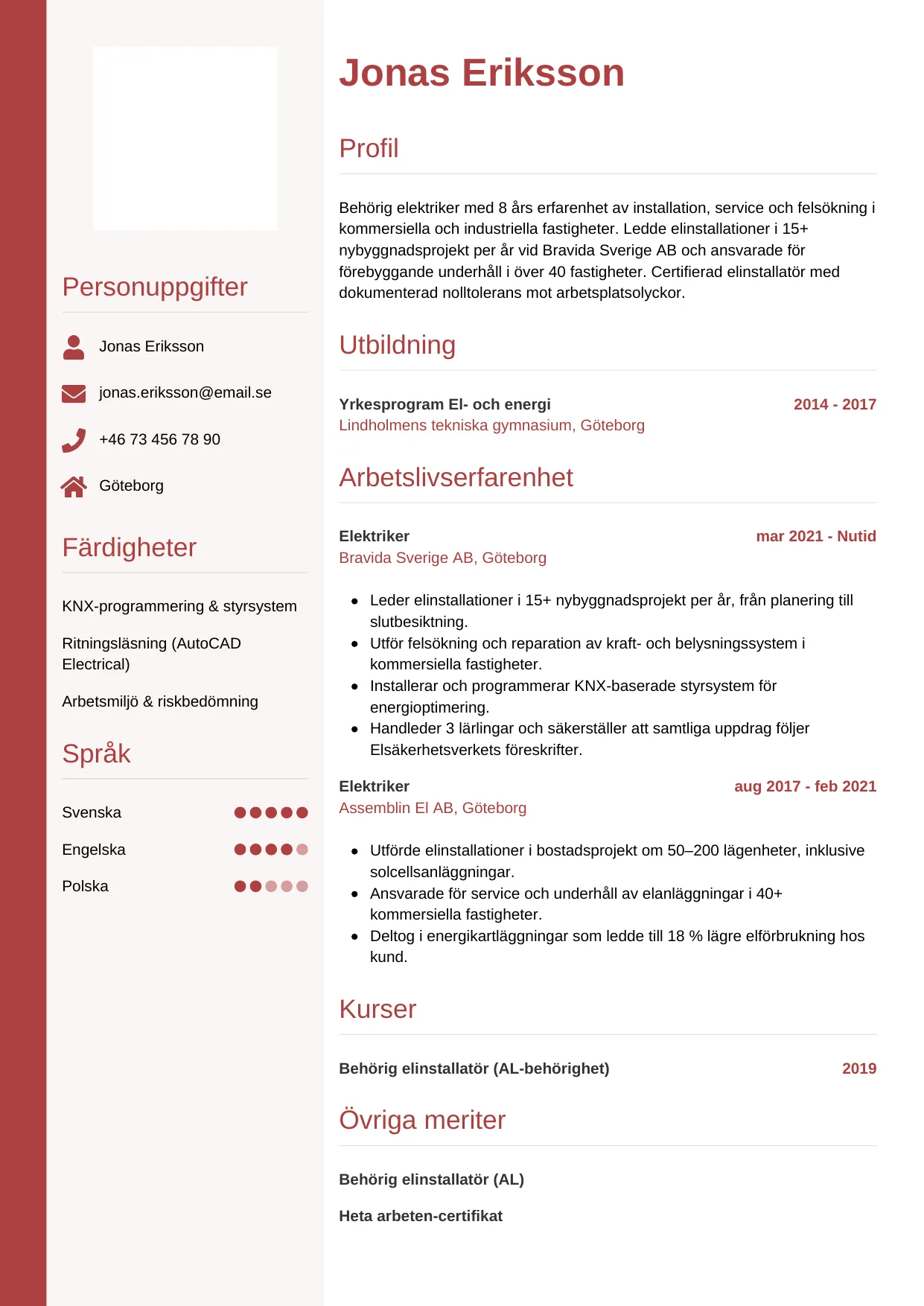 CV-mall Vertikal — gratis CV-mall för din ansökan