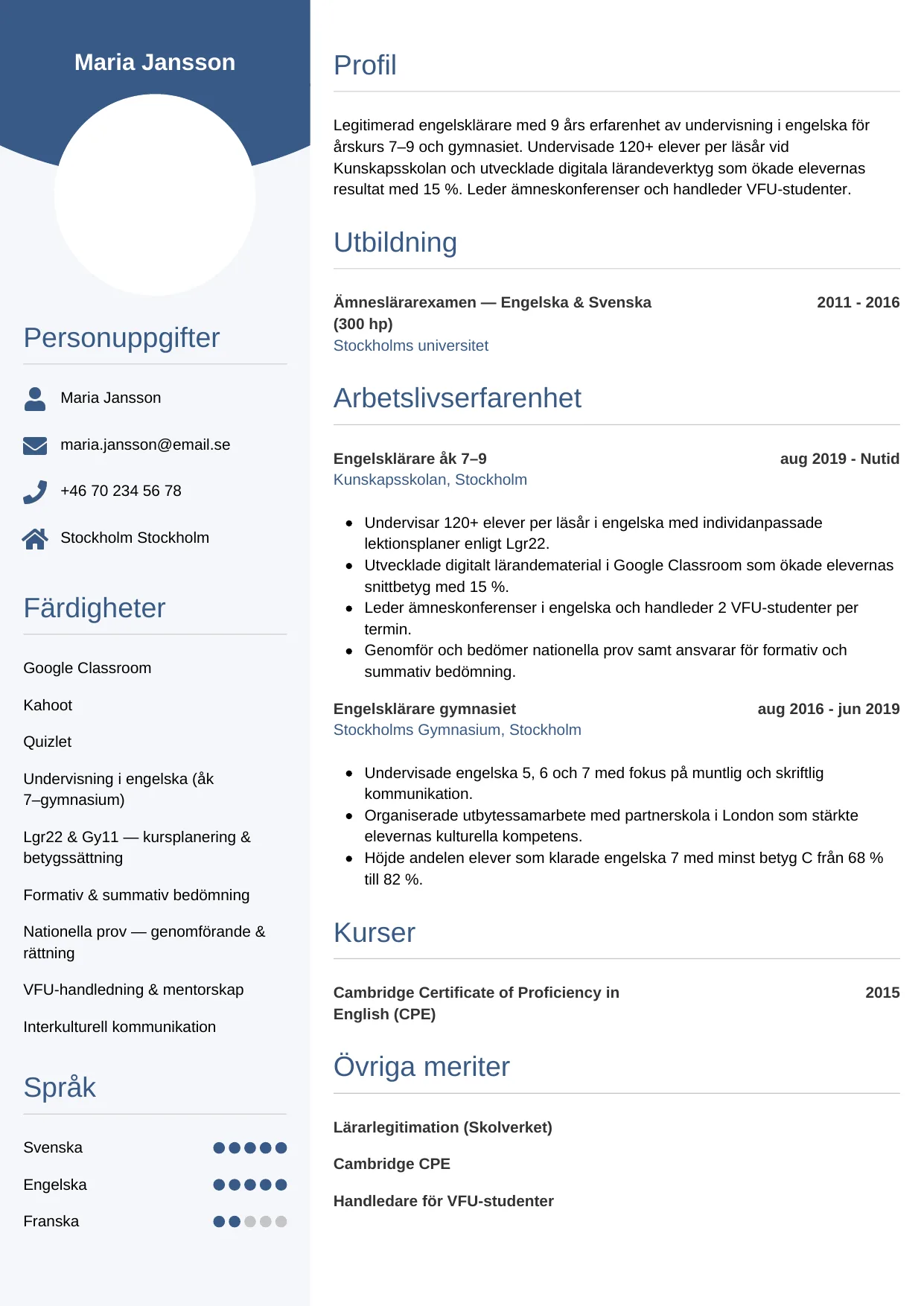 CV-mall Cirkulär — gratis CV-mall för din ansökan