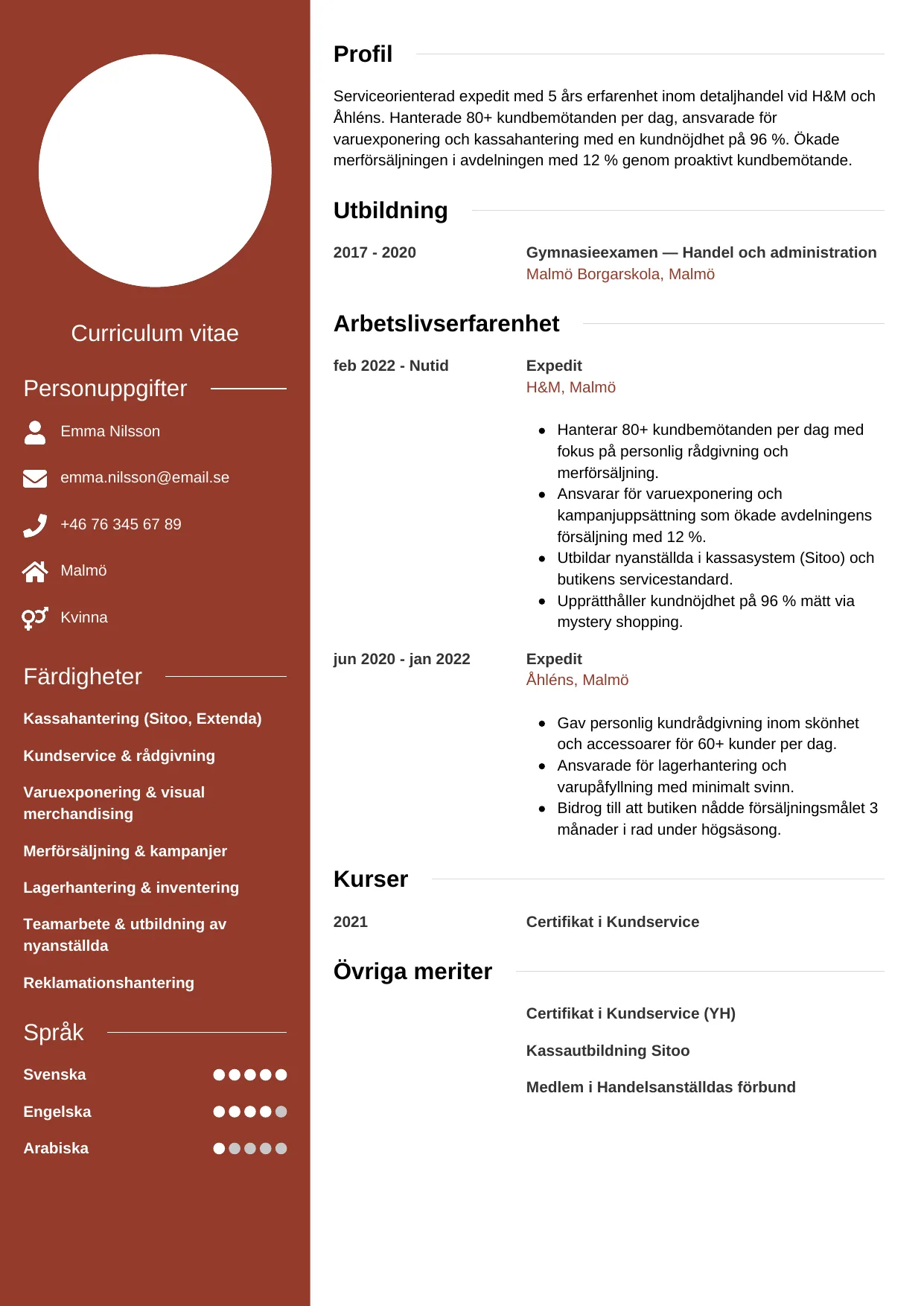 CV-mall Modern — gratis CV-mall för din ansökan