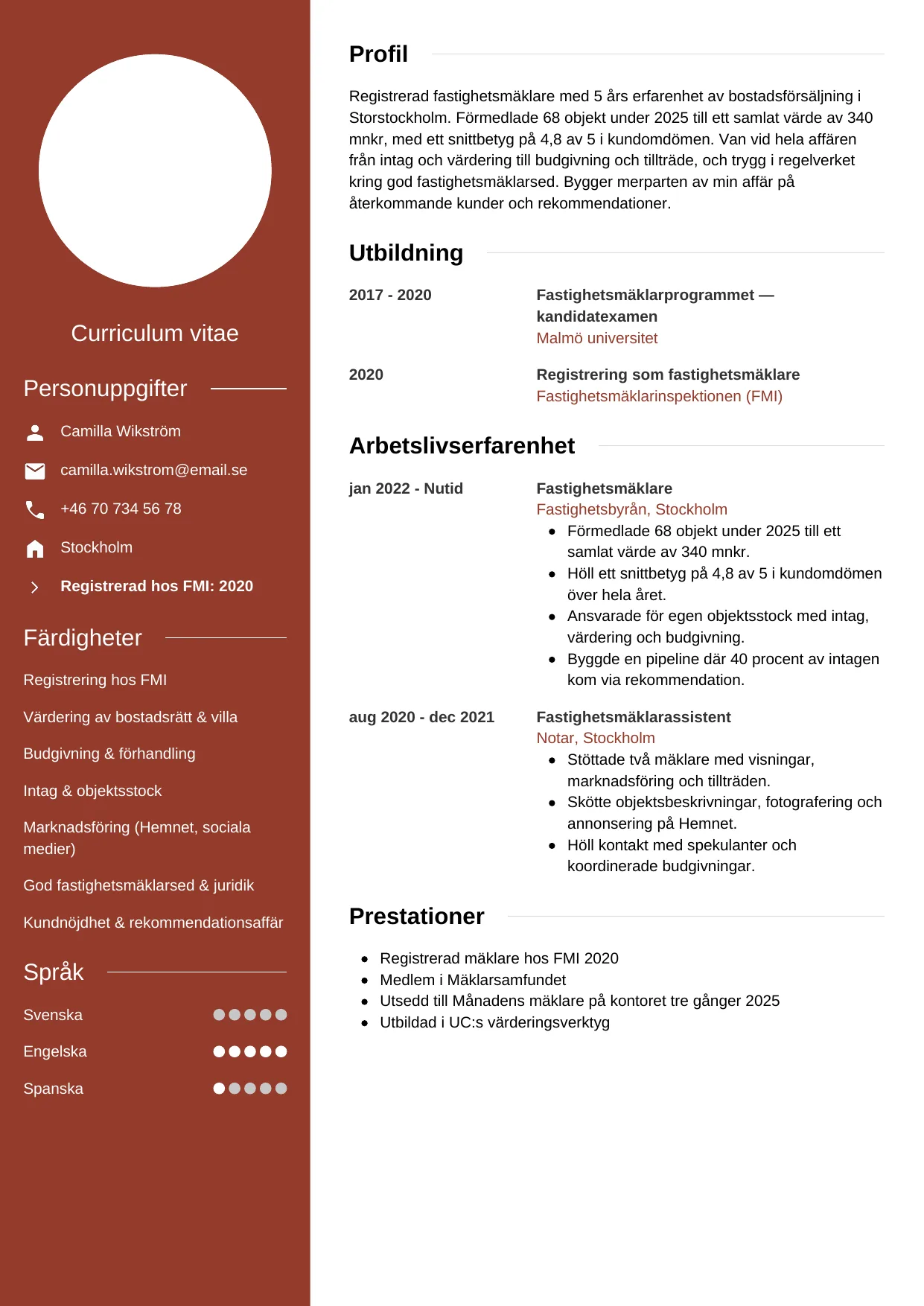 CV-mall Modern — gratis CV-mall för din ansökan