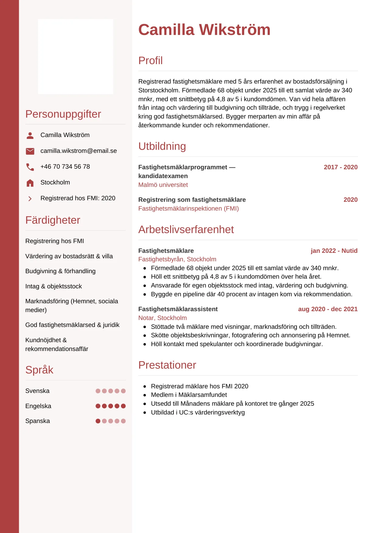 CV-mall Vertikal — gratis CV-mall för din ansökan