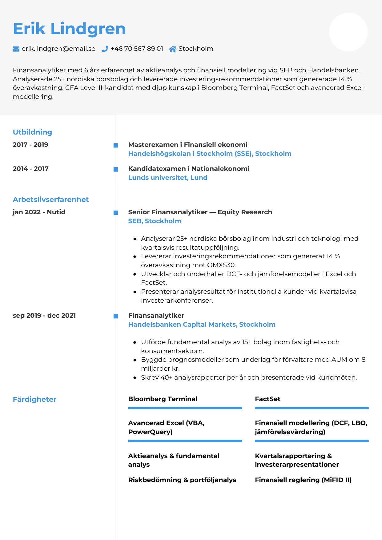CV-mall Chrono — gratis CV-mall för din ansökan