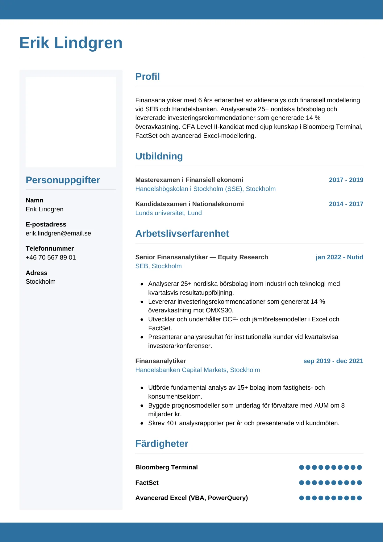CV-mall Horisontell — gratis CV-mall för din ansökan