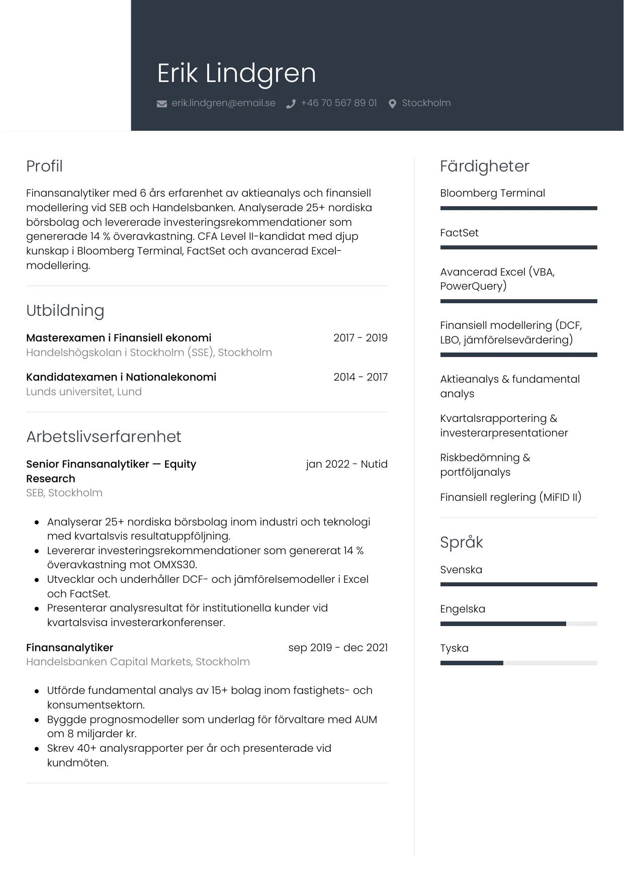 CV-mall Professionell — gratis CV-mall för din ansökan