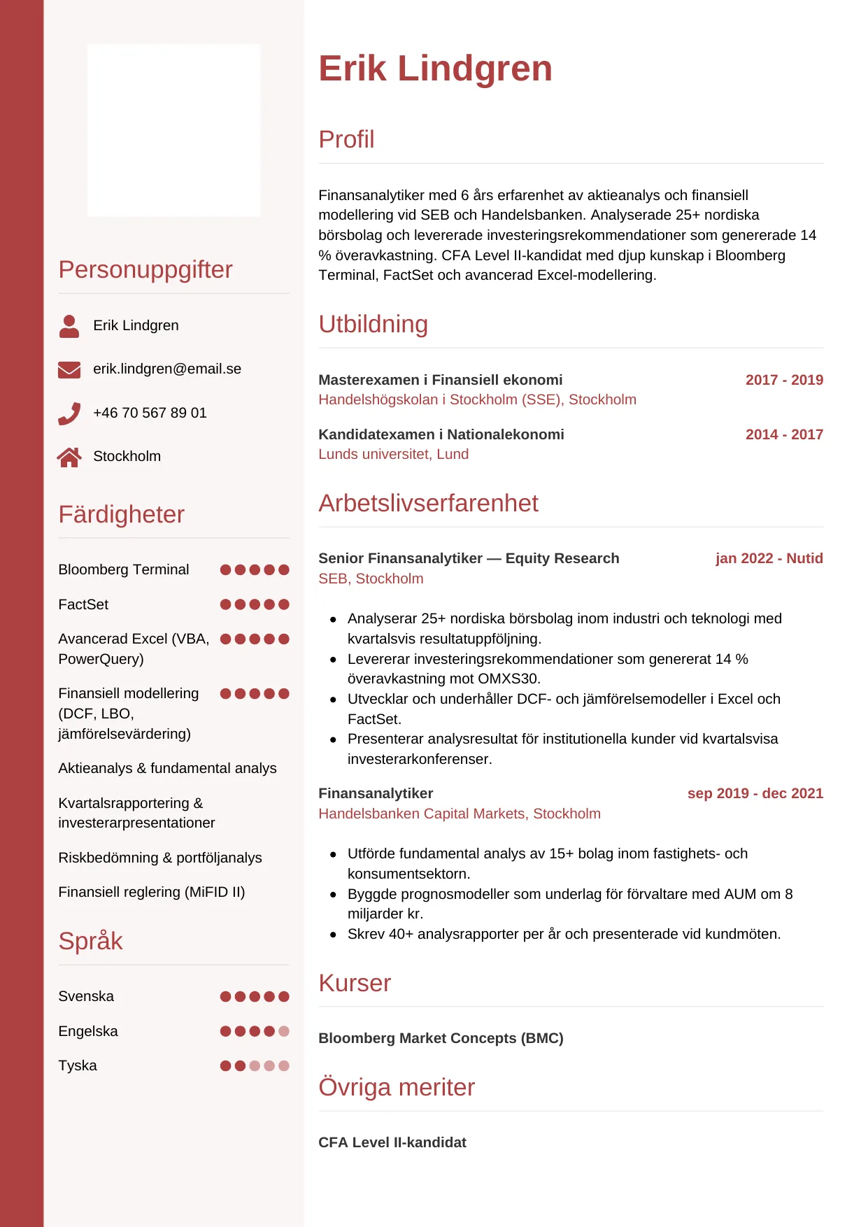 CV-mall Vertikal — gratis CV-mall för din ansökan