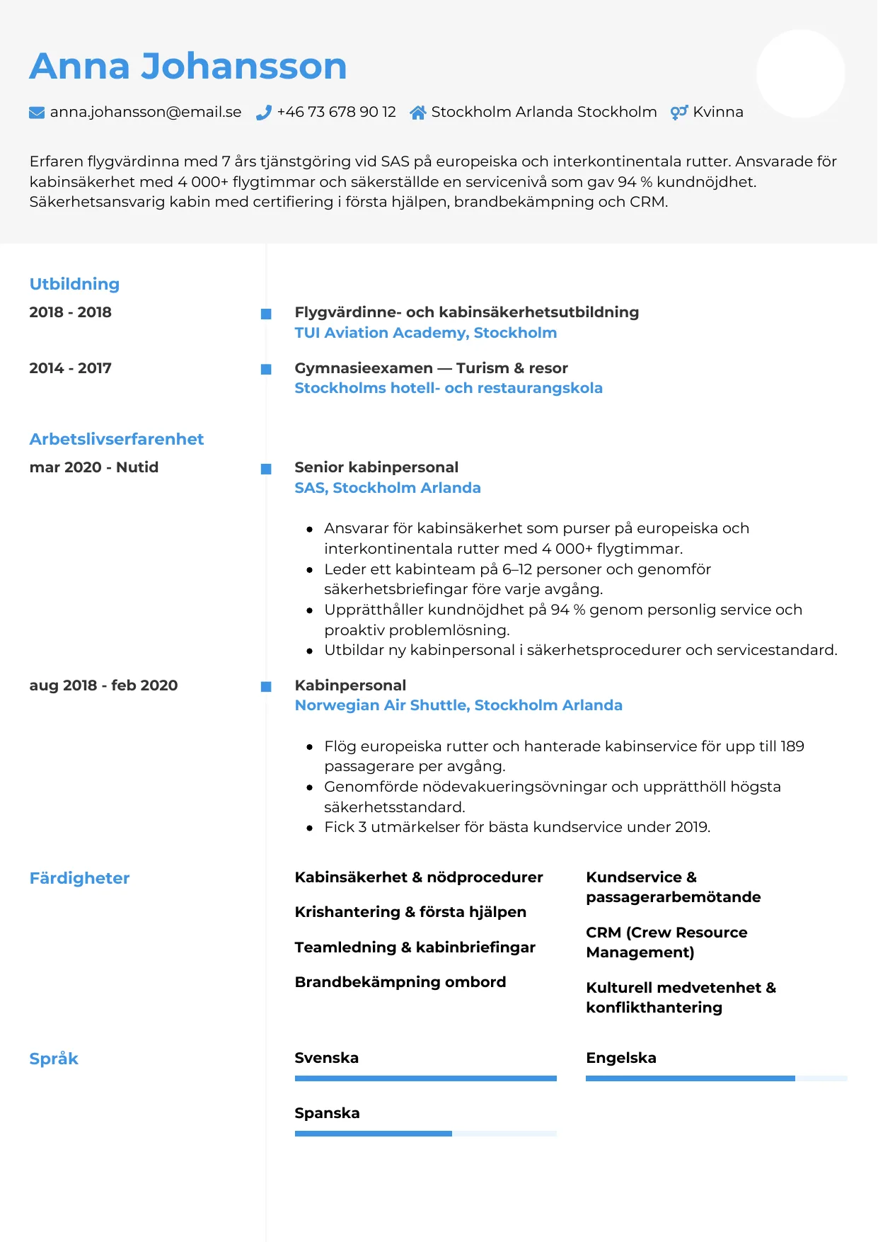 CV-mall Chrono — gratis CV-mall för din ansökan