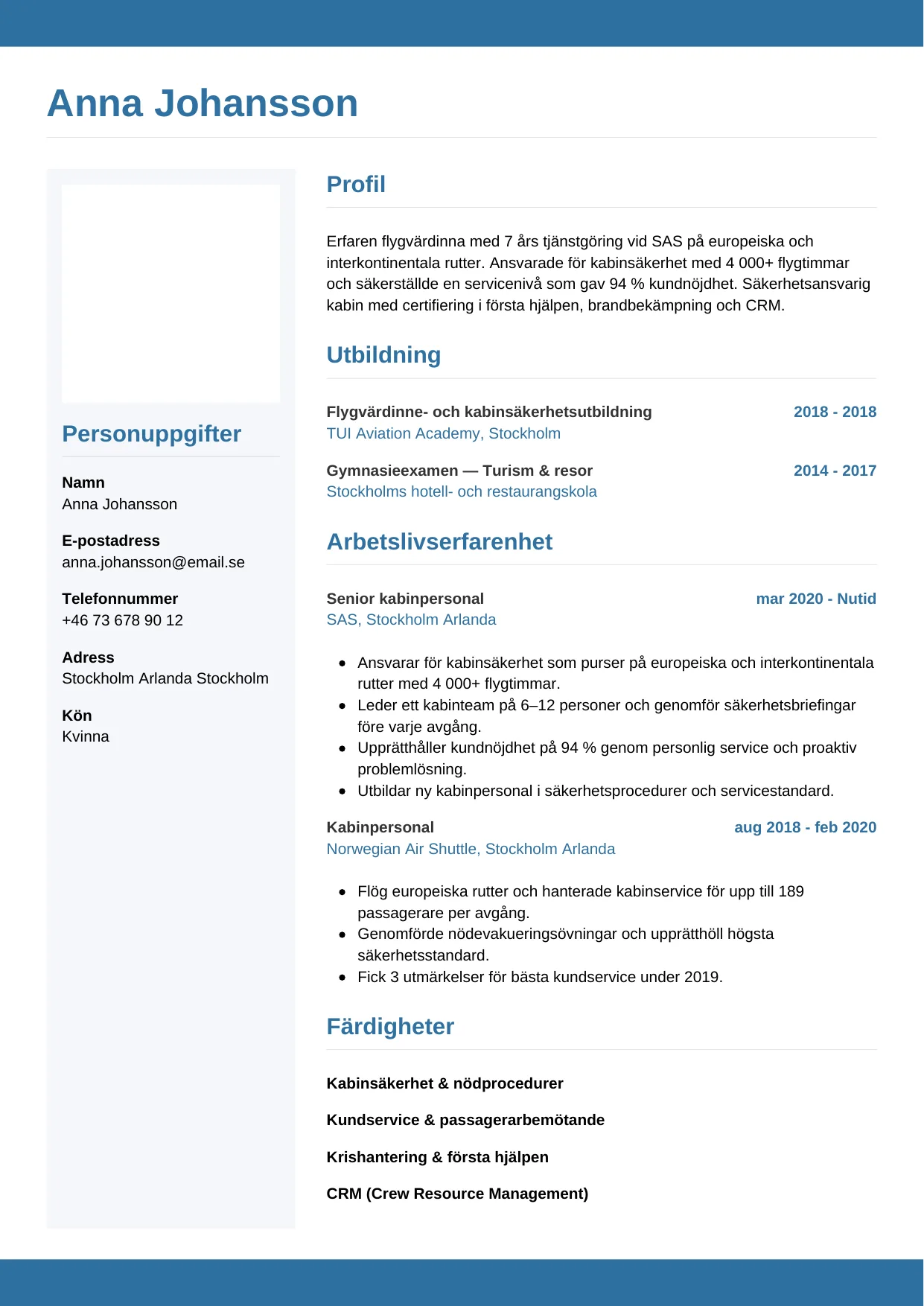 CV-mall Horisontell — gratis CV-mall för din ansökan