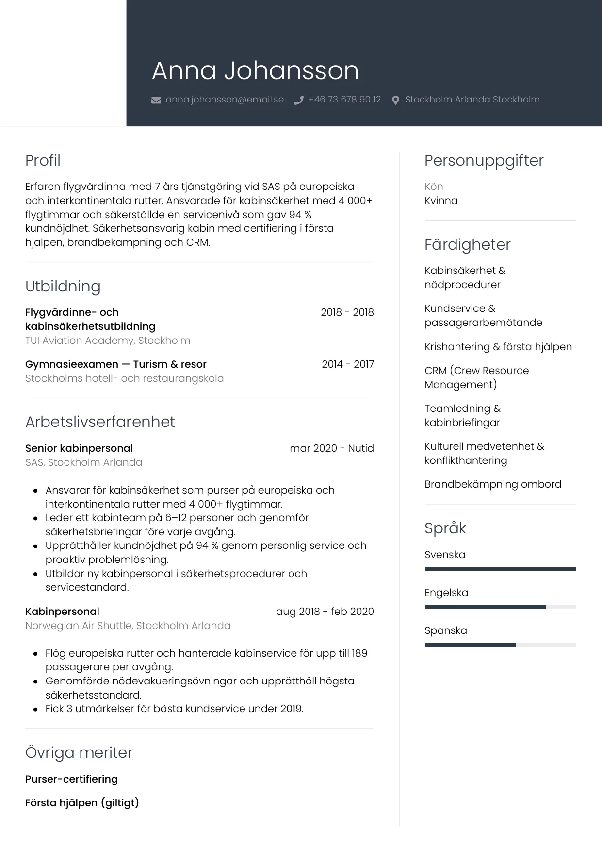 CV-mall Professionell — gratis CV-mall för din ansökan
