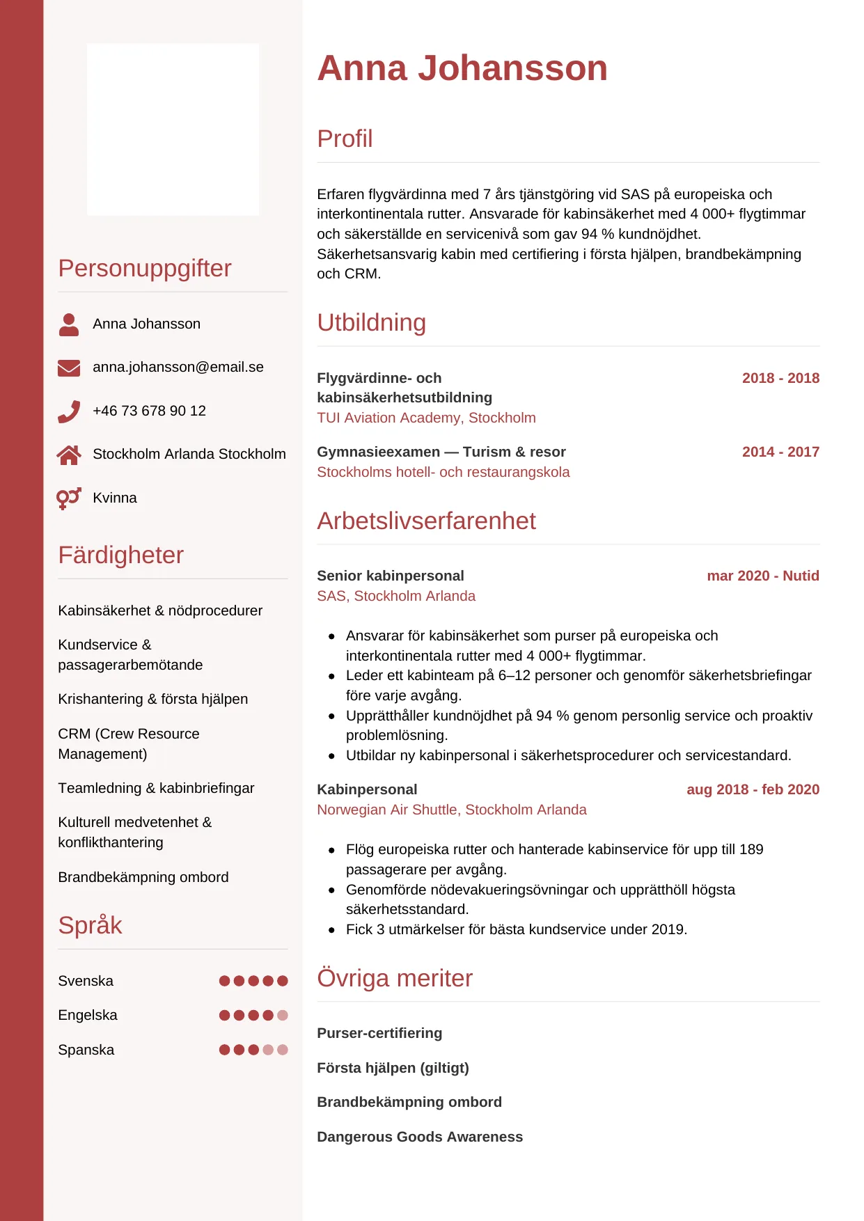 CV-mall Vertikal — gratis CV-mall för din ansökan