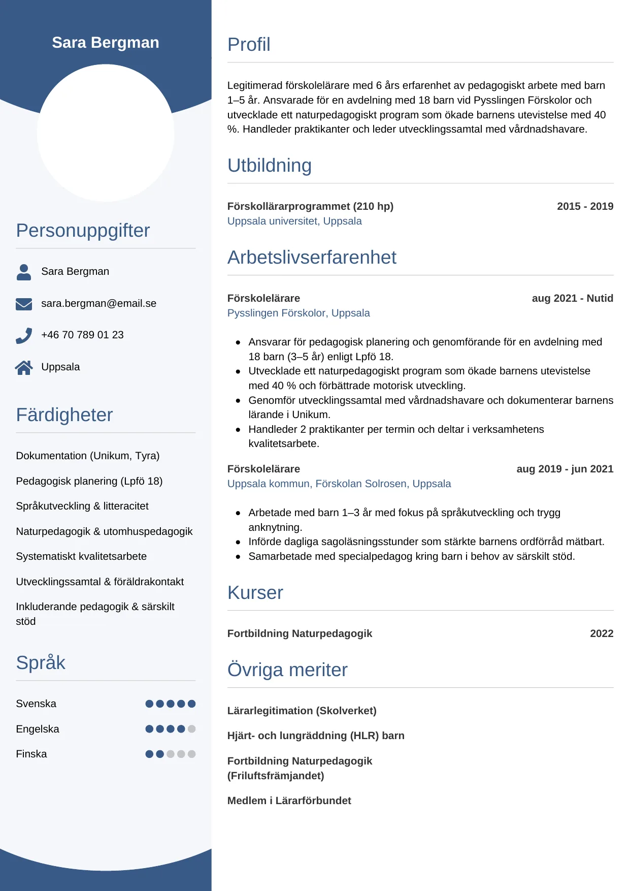 CV-mall Cirkulär — gratis CV-mall för din ansökan