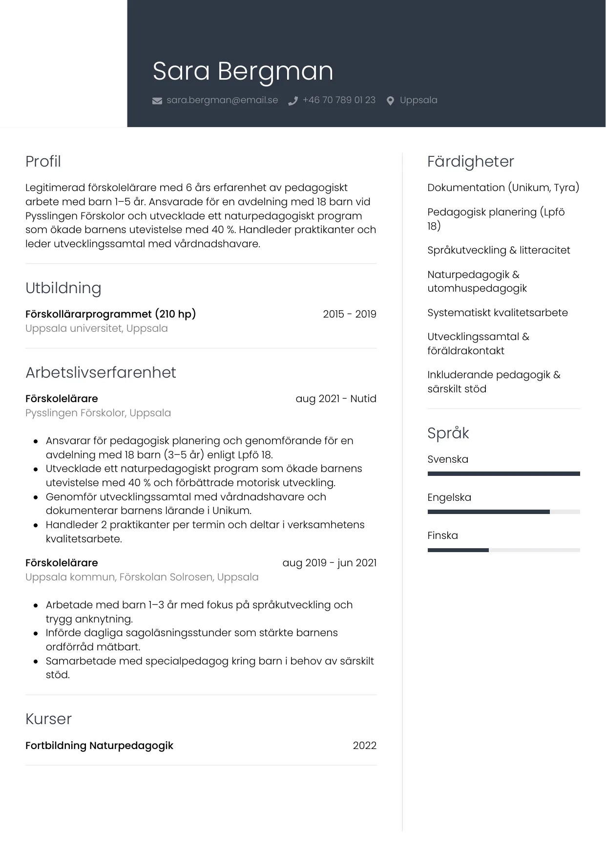 CV-mall Professionell — gratis CV-mall för din ansökan
