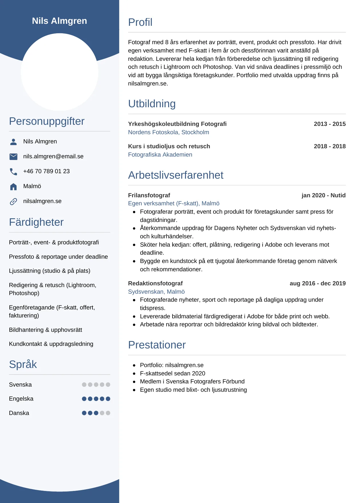 CV-mall Cirkulär, gratis CV-mall för din ansökan