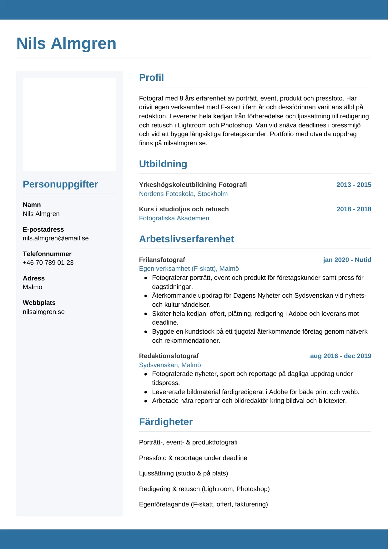 CV-mall Horisontell — gratis CV-mall för din ansökan