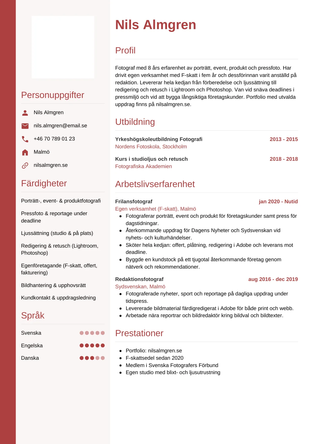 CV-mall Vertikal — gratis CV-mall för din ansökan