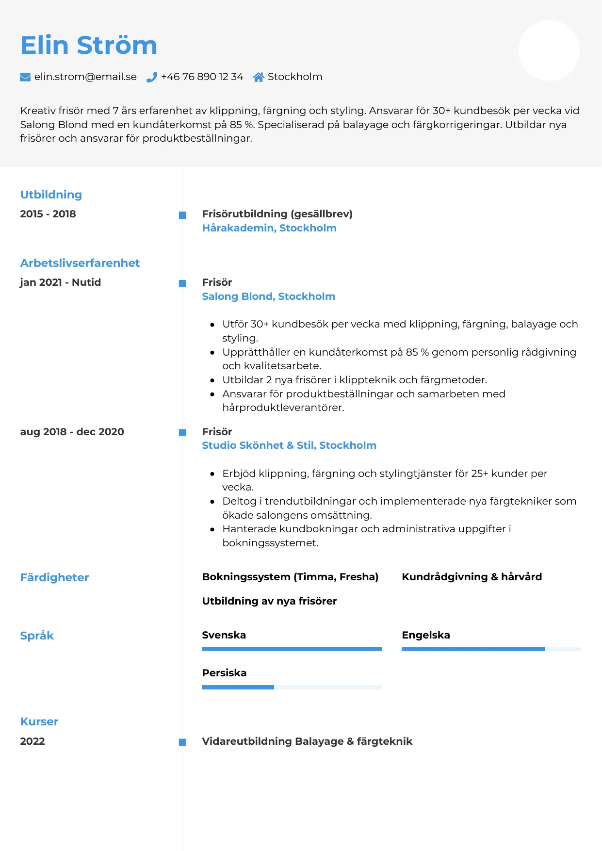 CV-mall Chrono — gratis CV-mall för din ansökan