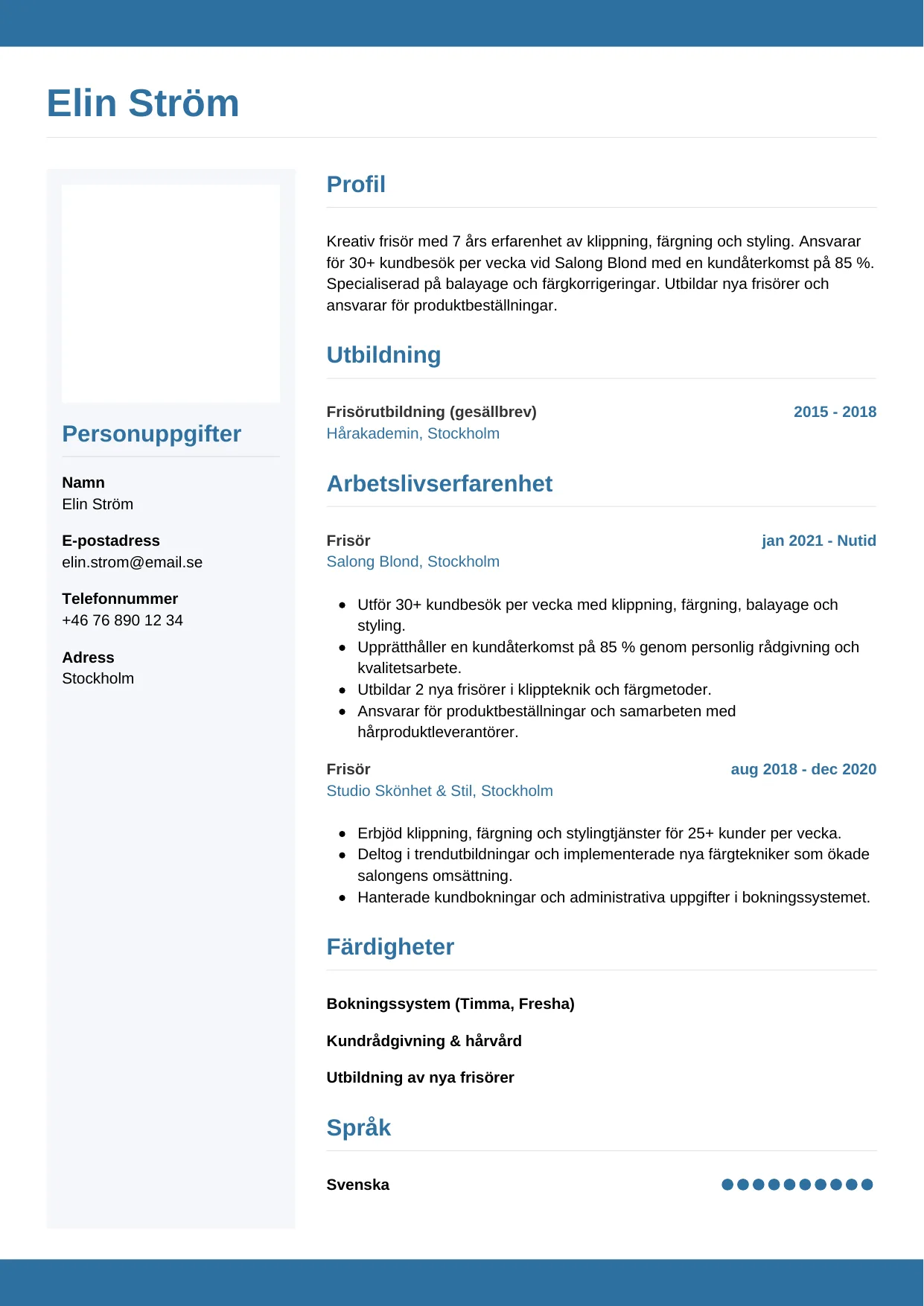 CV-mall Horisontell — gratis CV-mall för din ansökan