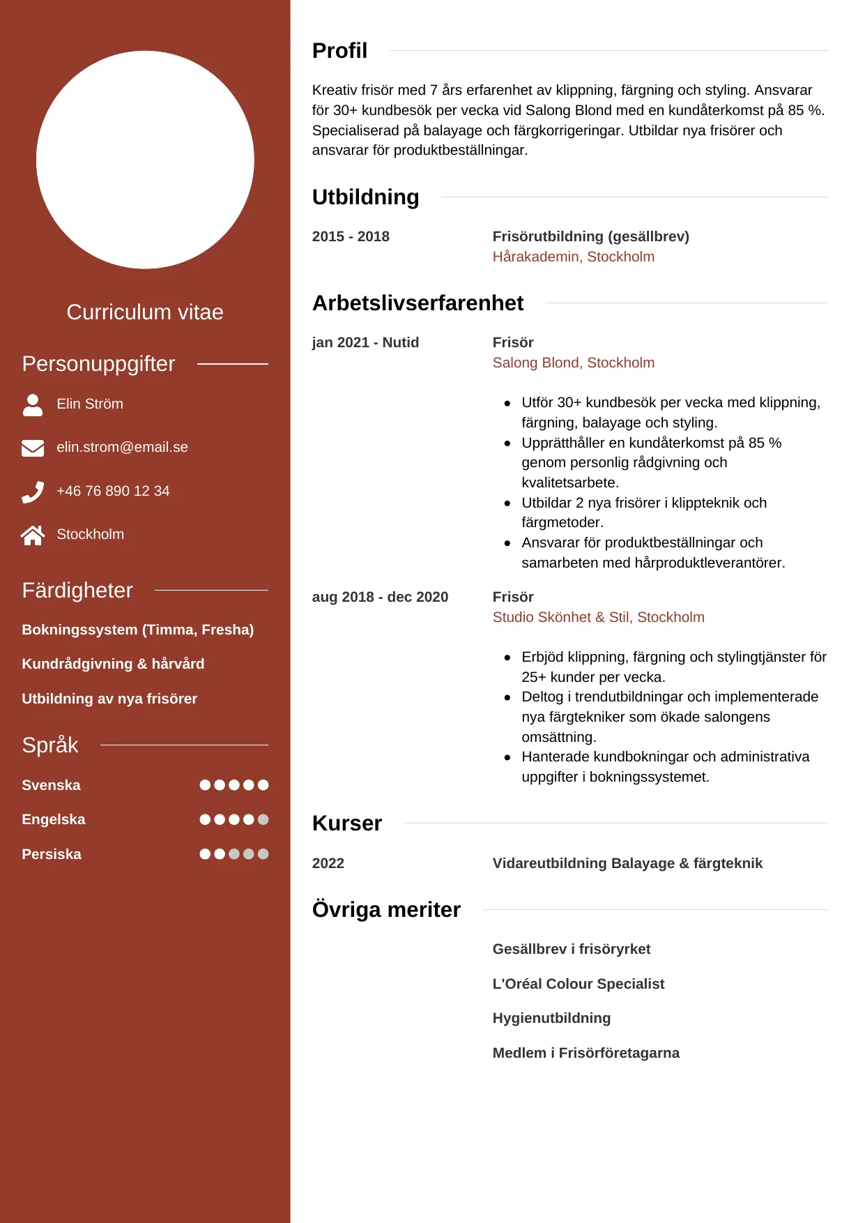 CV-mall Modern — gratis CV-mall för din ansökan