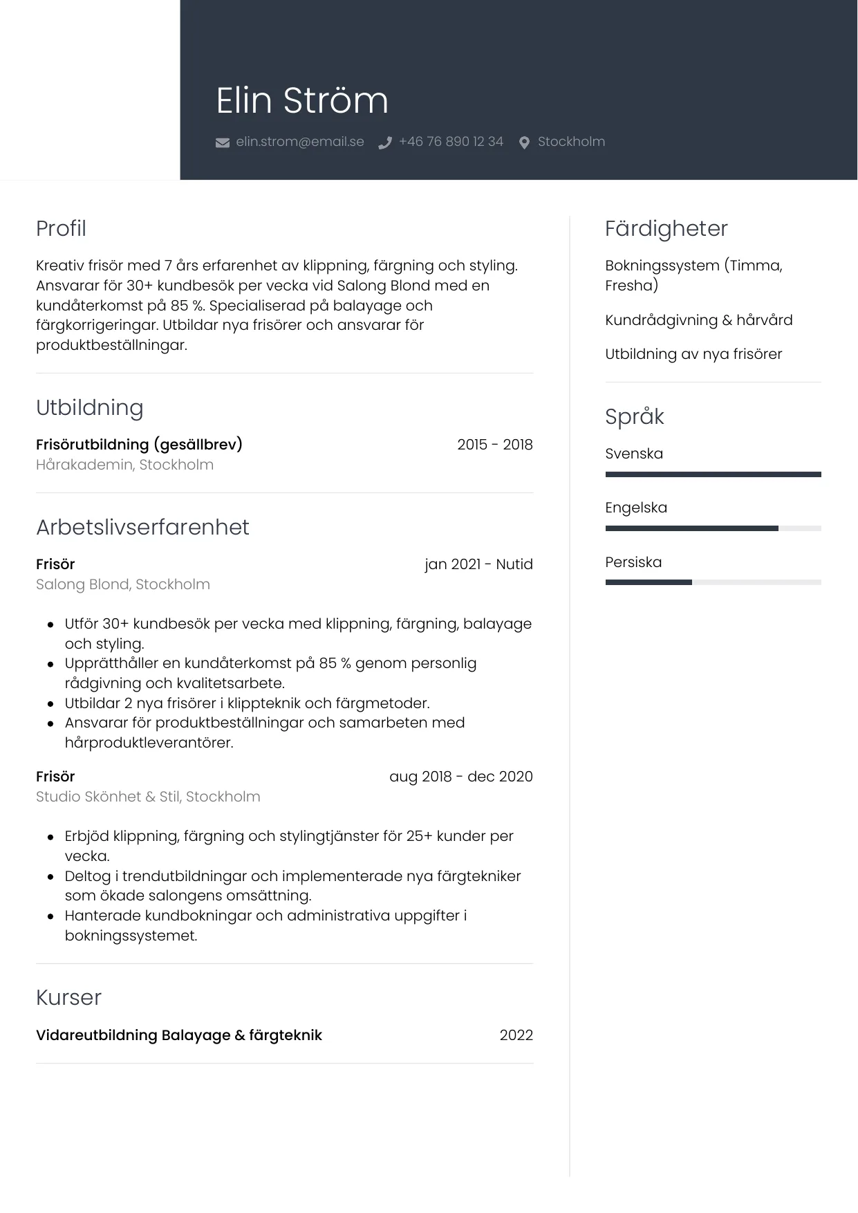 CV-mall Professionell — gratis CV-mall för din ansökan